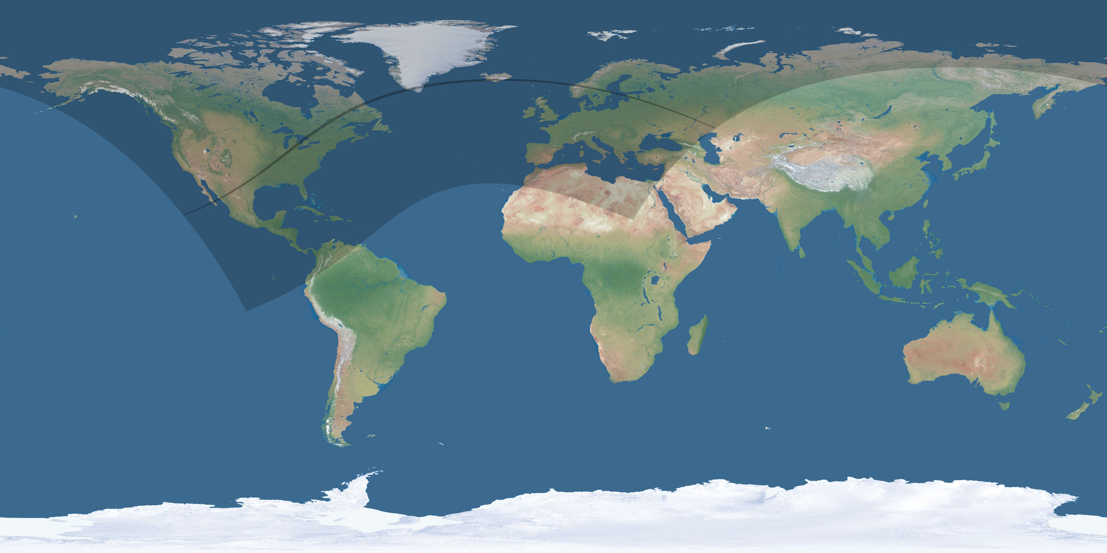 Map of the umbra and penumbra path of the solar eclipse of 05/26/2245