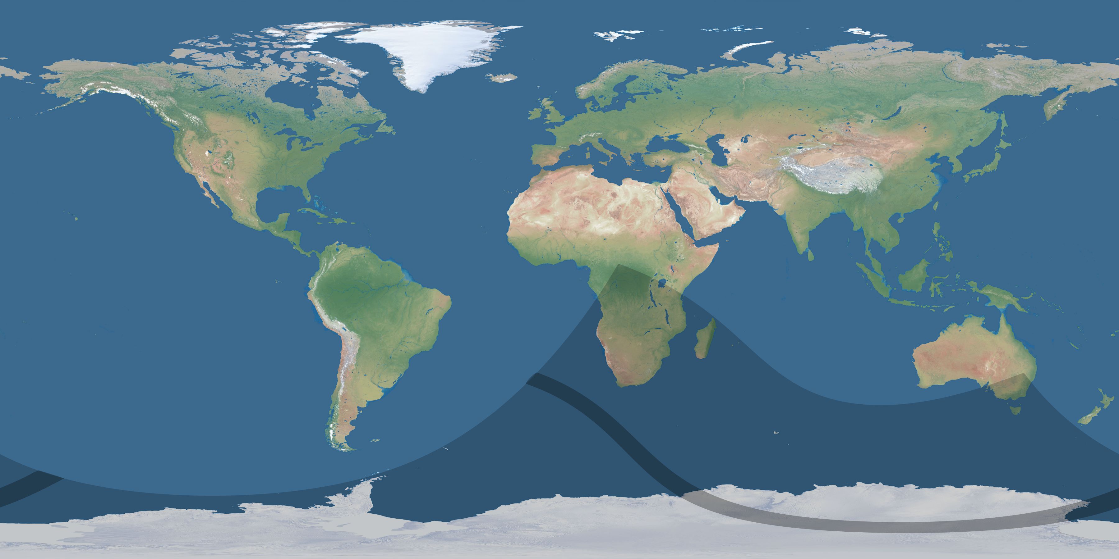 Map of the umbra and penumbra path of the solar eclipse of 11/20/2245