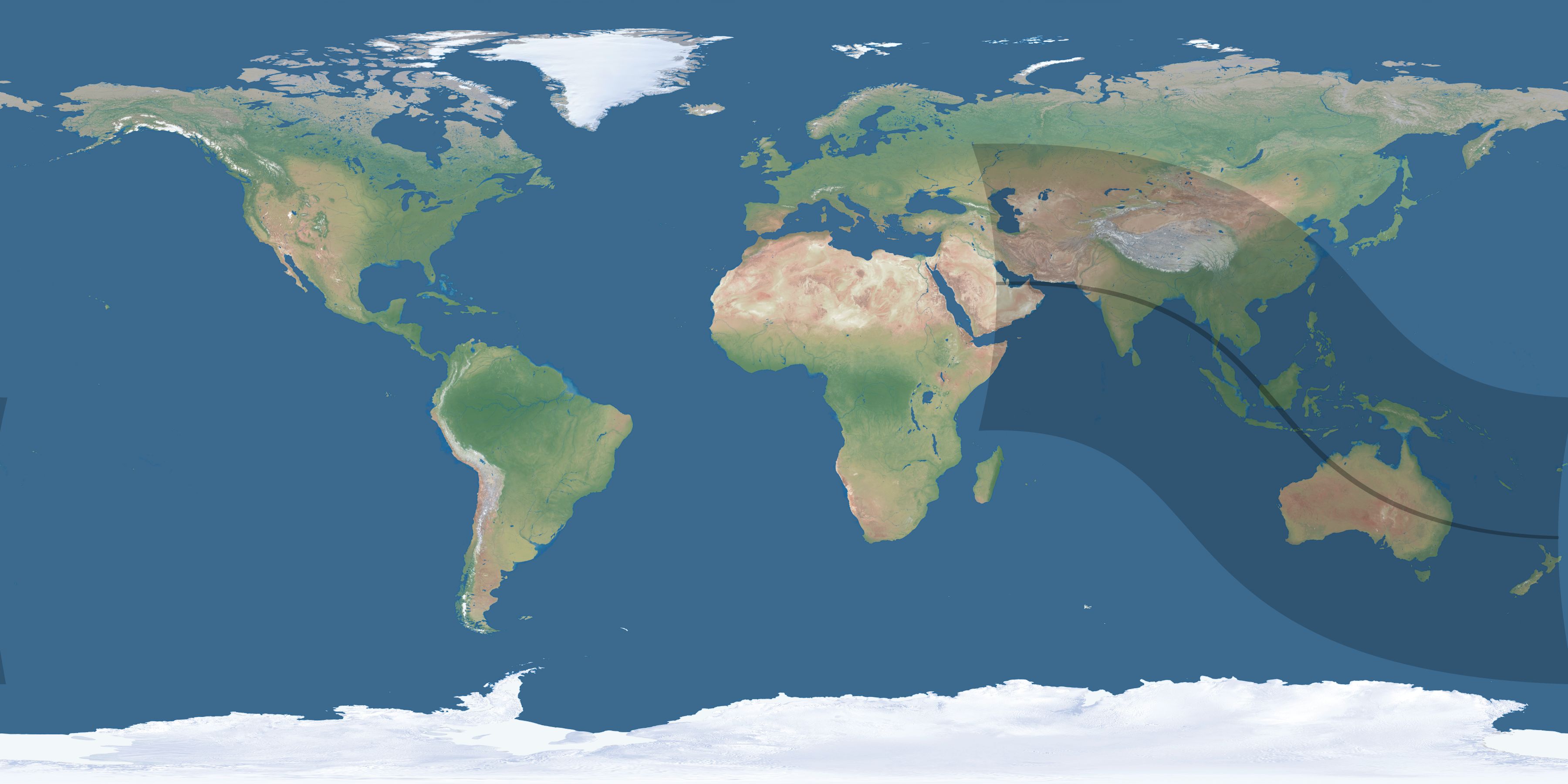 Map of the umbra and penumbra path of the solar eclipse of 09/18/2248