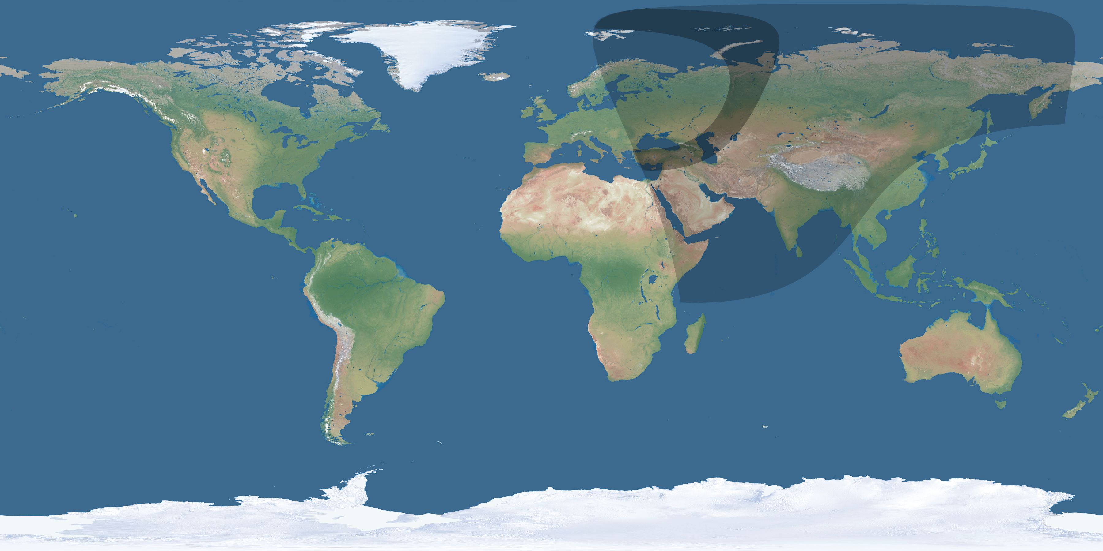 Map of the umbra and penumbra path of the solar eclipse of 03/15/2249