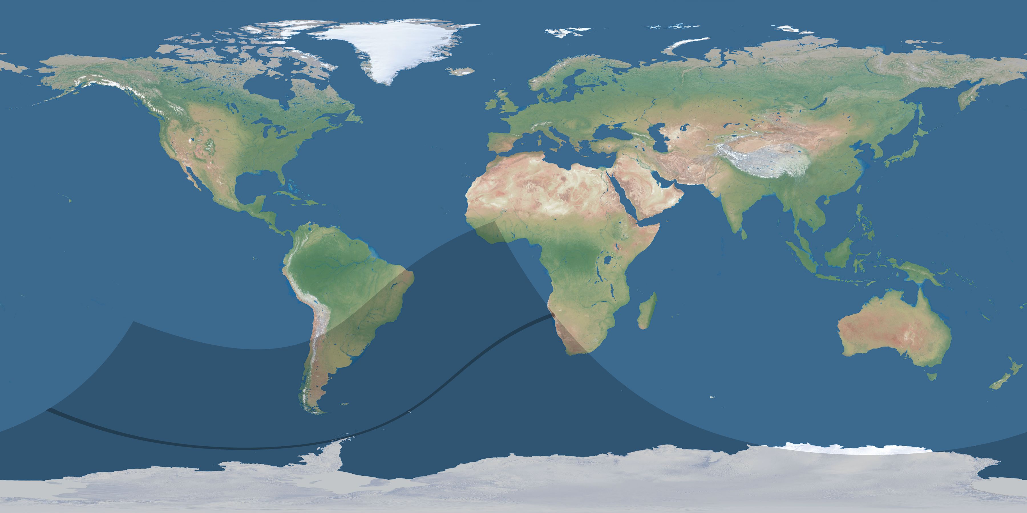 Map of the umbra and penumbra path of the solar eclipse of 01/22/2251