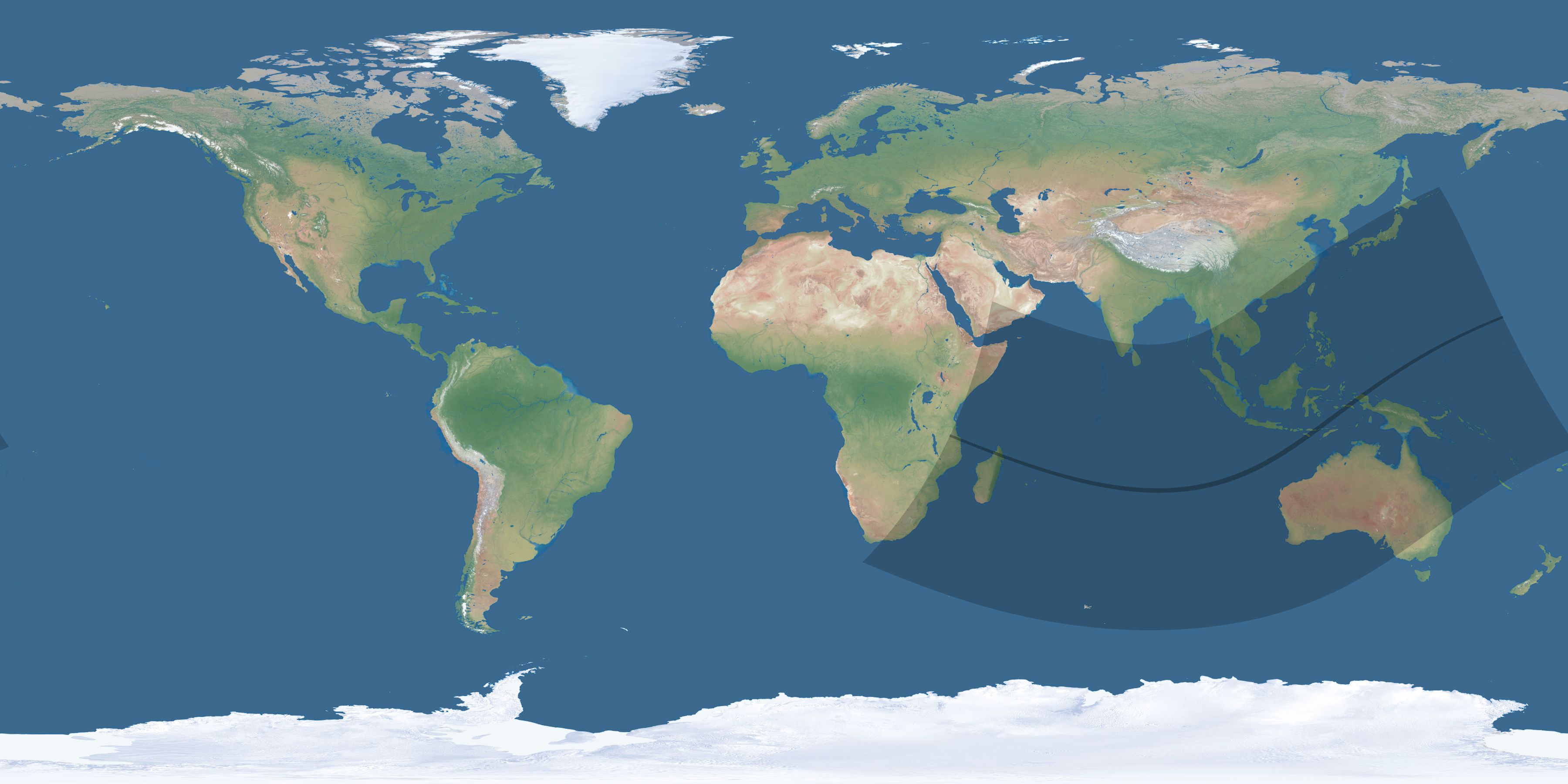Map of the umbra and penumbra path of the solar eclipse of 01/12/2252
