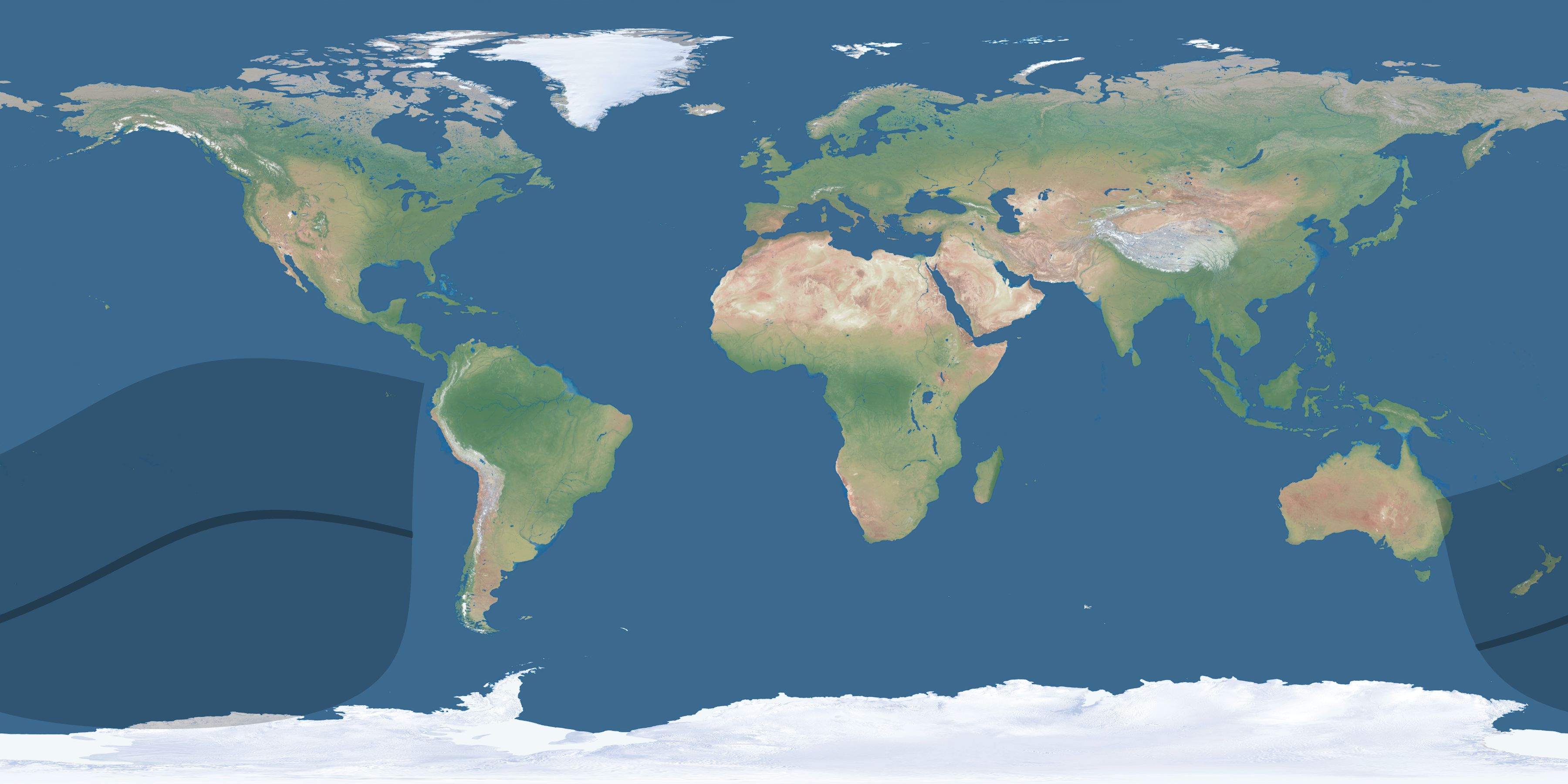 Map of the umbra and penumbra path of the solar eclipse of 04/25/2256