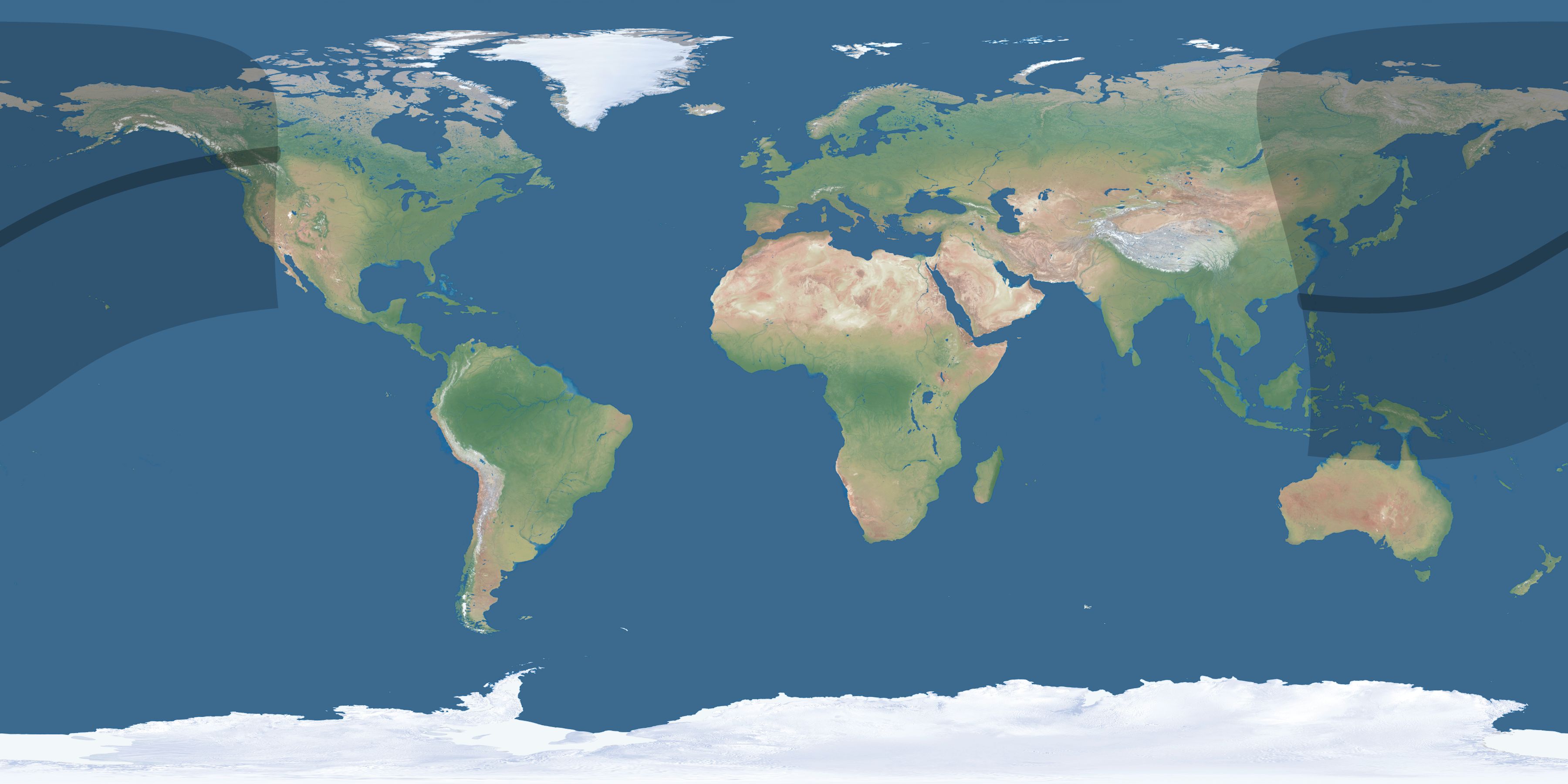 Map of the umbra and penumbra path of the solar eclipse of 03/06/2258