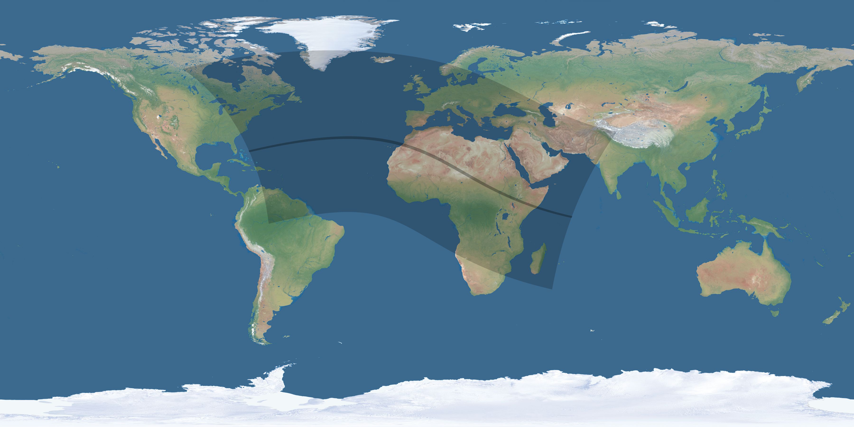 Map of the umbra and penumbra path of the solar eclipse of 08/19/2259