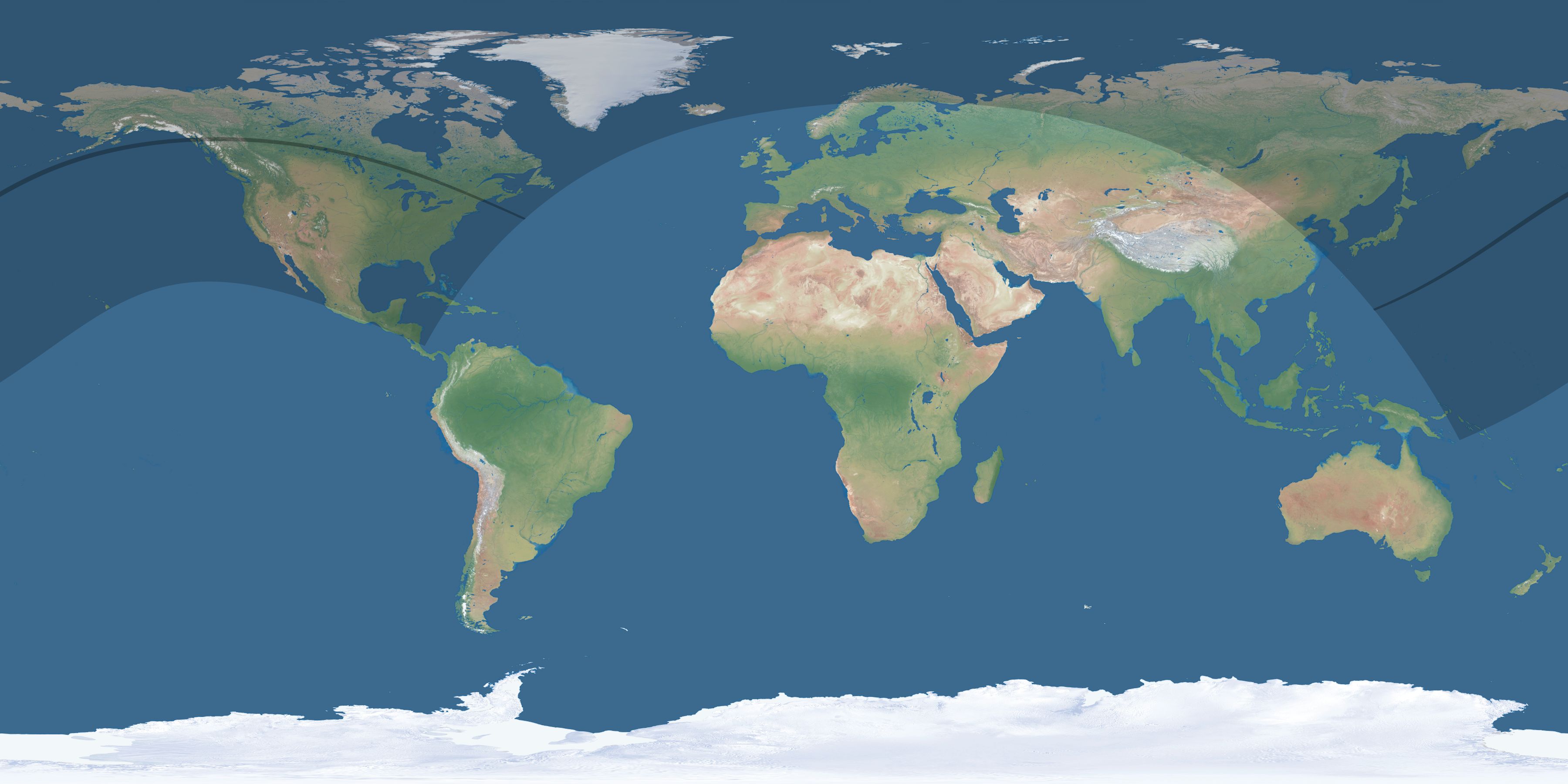 Map of the umbra and penumbra path of the solar eclipse of 06/06/2263