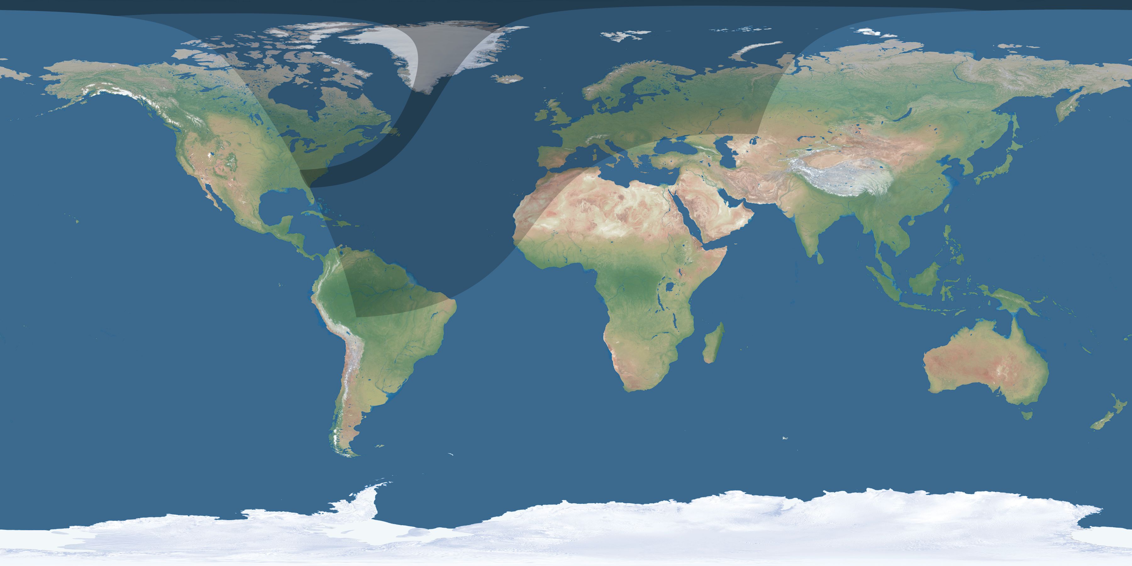 Map of the umbra and penumbra path of the solar eclipse of 03/26/2267