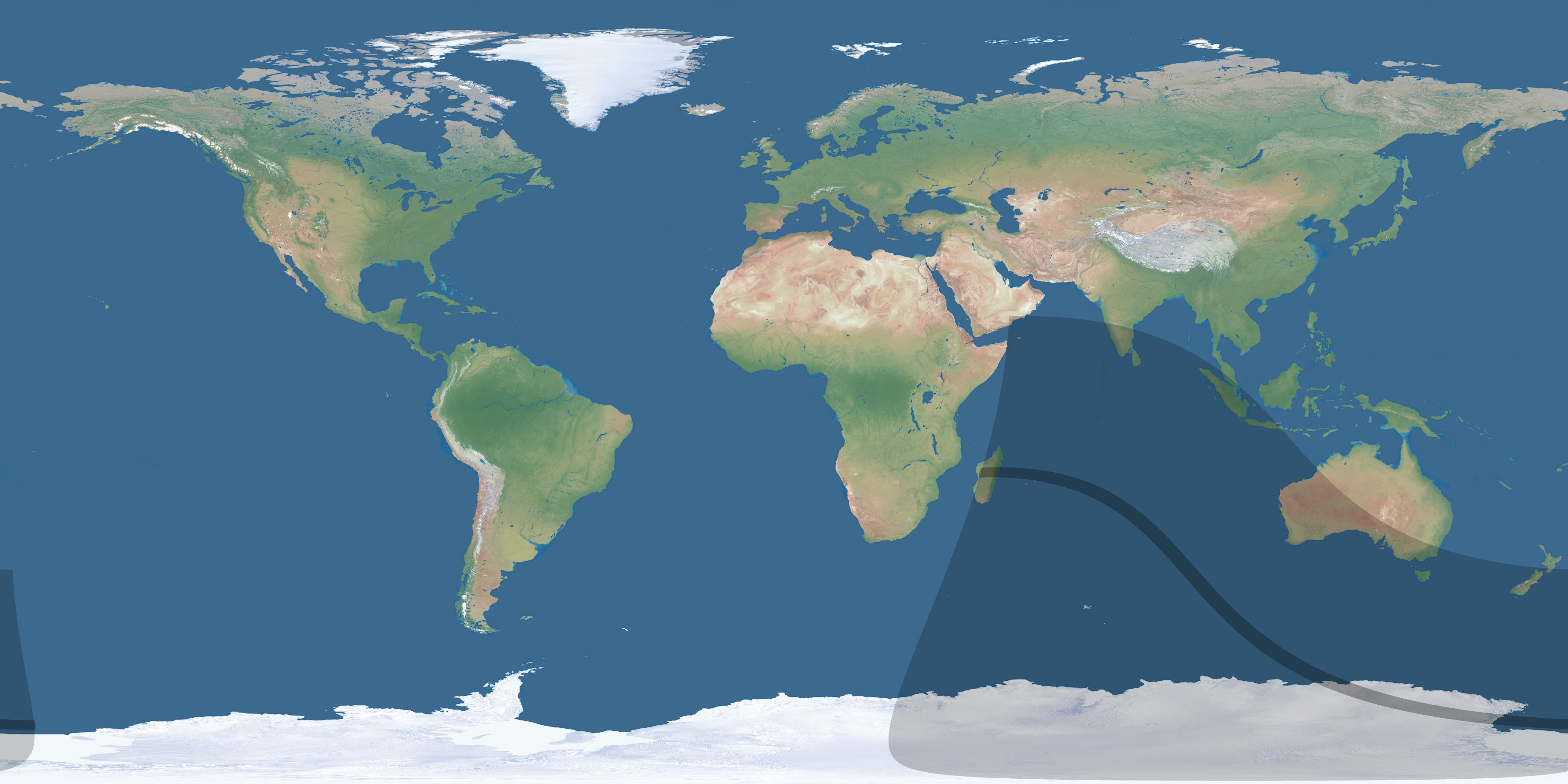 Map of the umbra and penumbra path of the solar eclipse of 09/19/2267