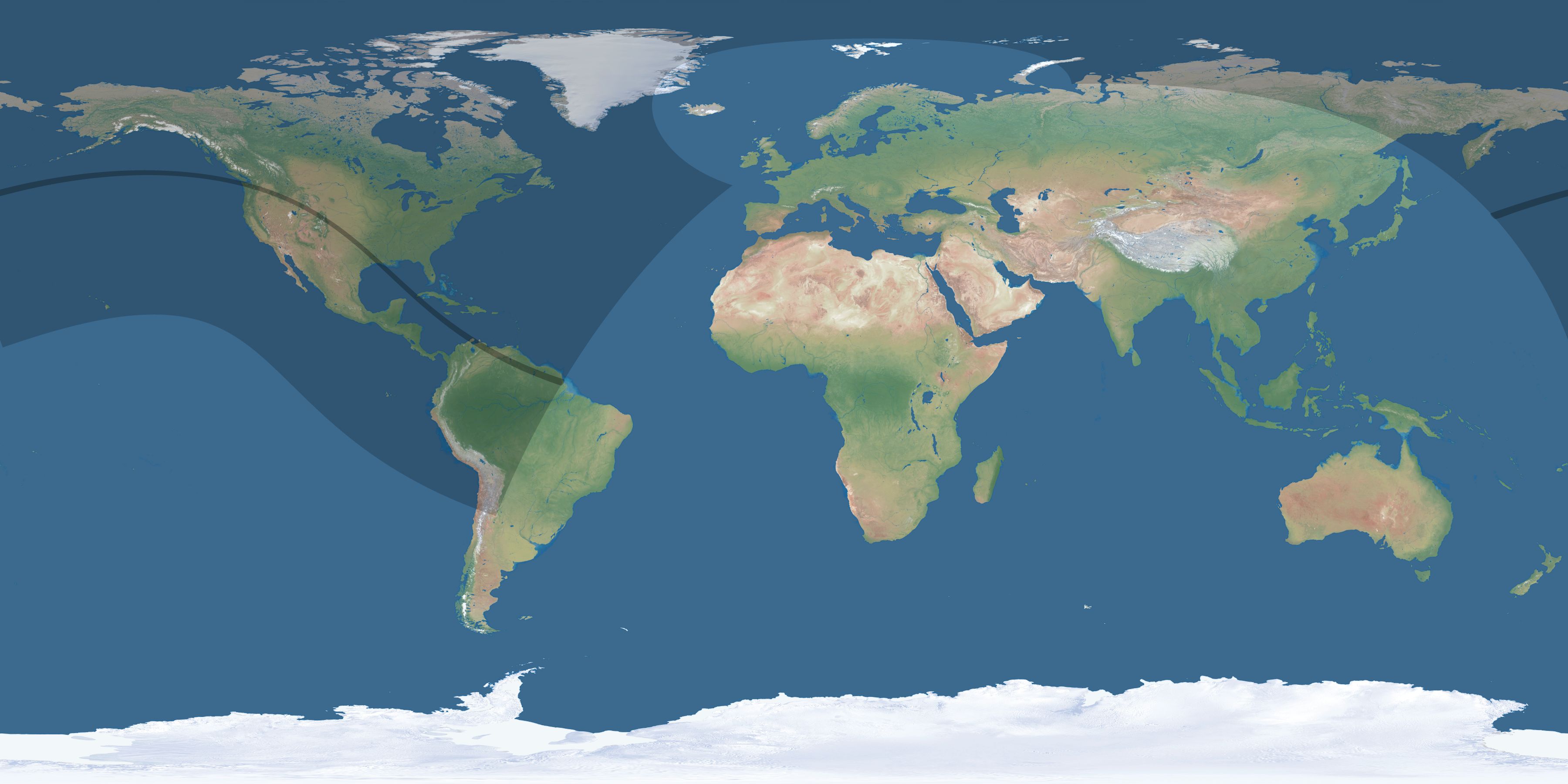 Map of the umbra and penumbra path of the solar eclipse of 07/29/2269