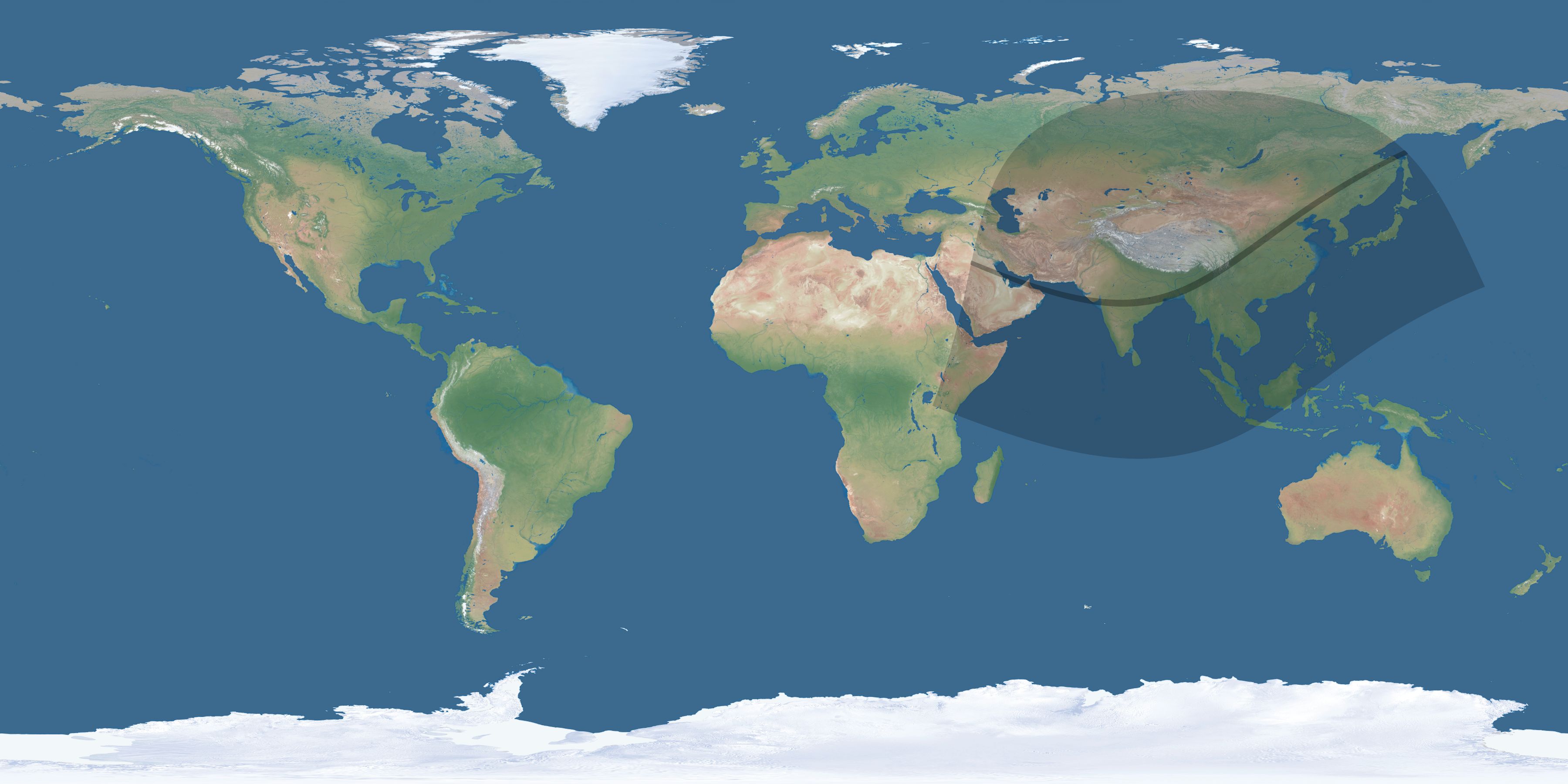 Map of the umbra and penumbra path of the solar eclipse of 01/12/2271