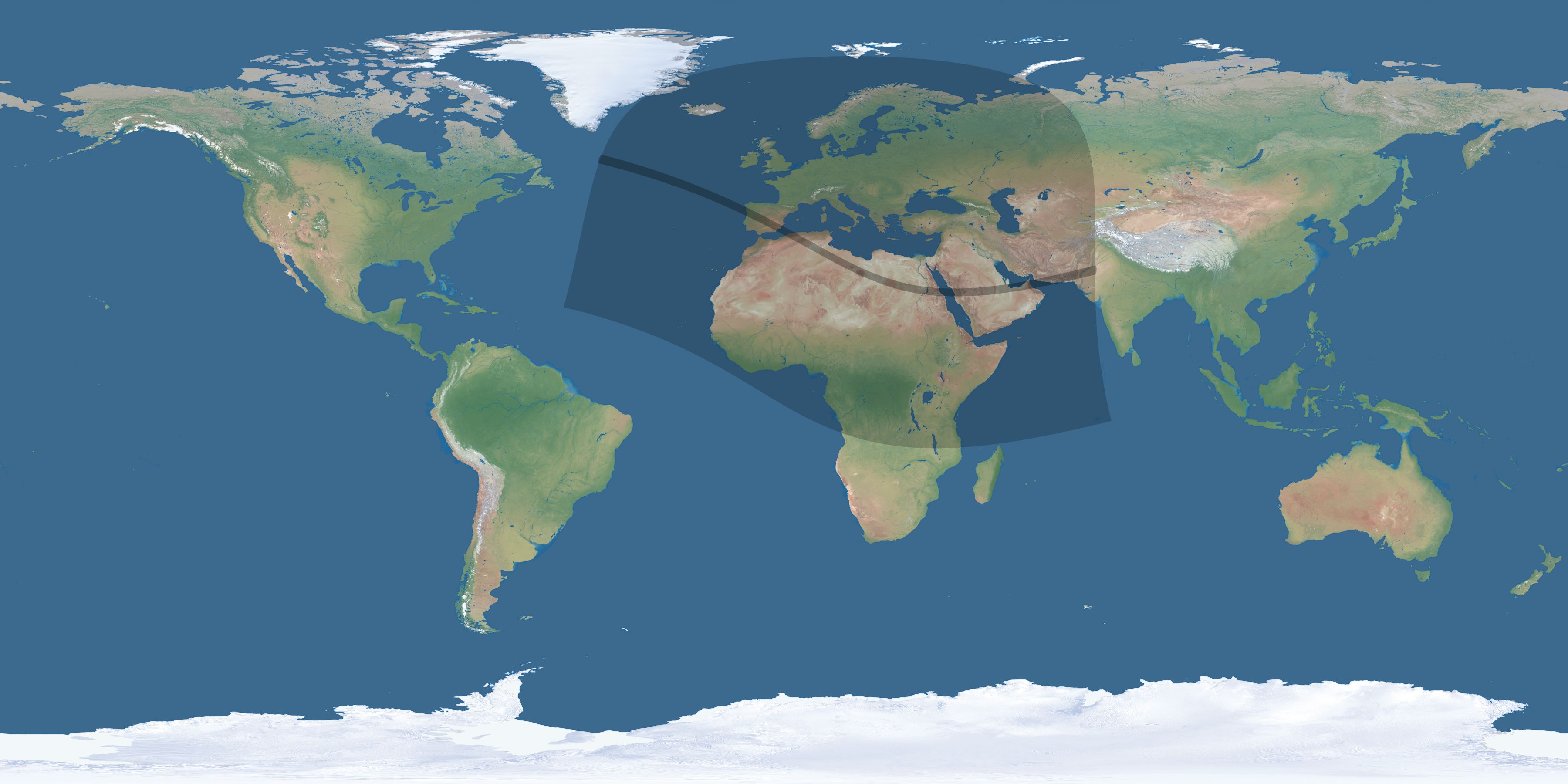 Map of the umbra and penumbra path of the solar eclipse of 10/30/2274