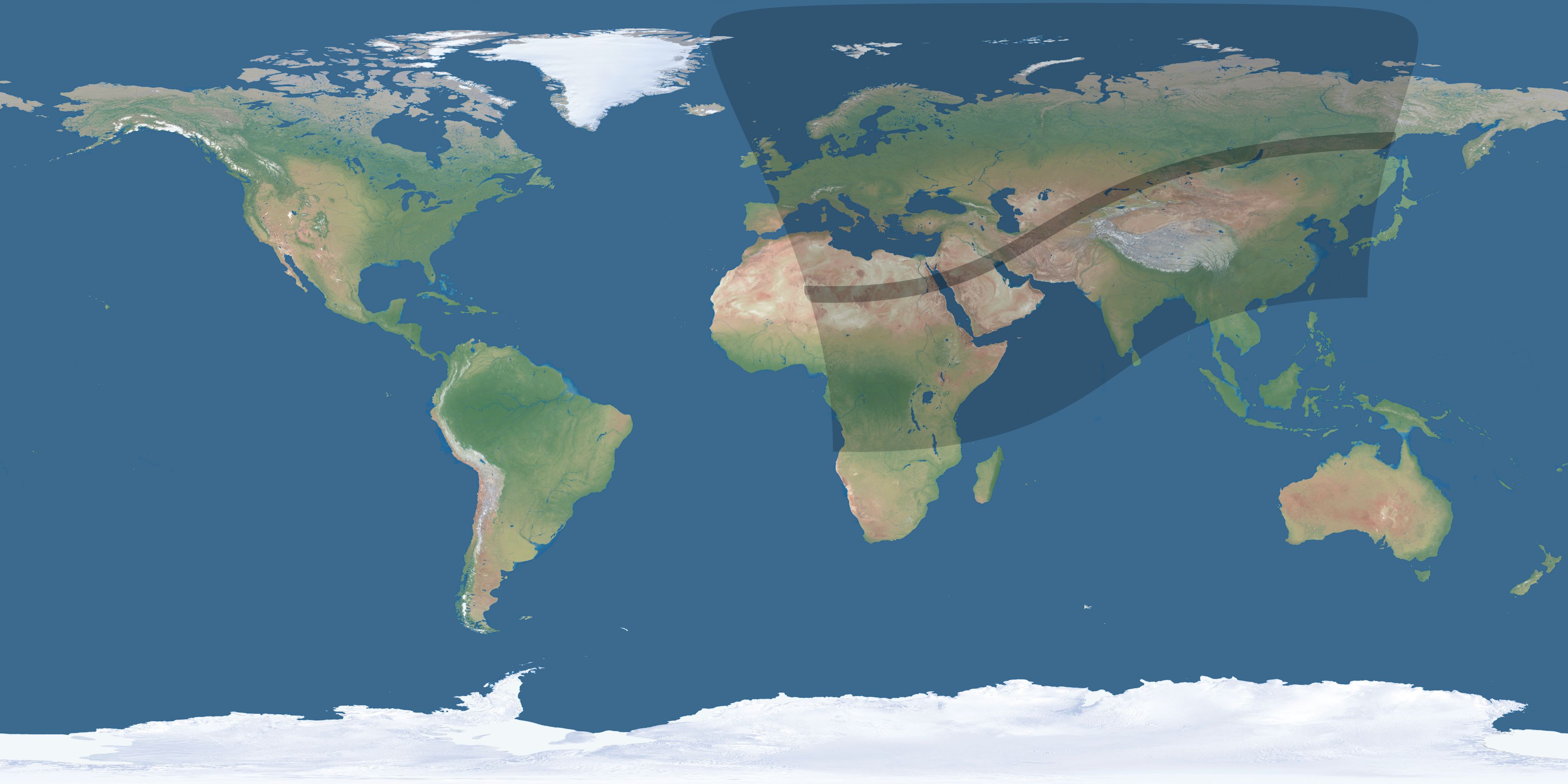 Map of the umbra and penumbra path of the solar eclipse of 03/16/2276