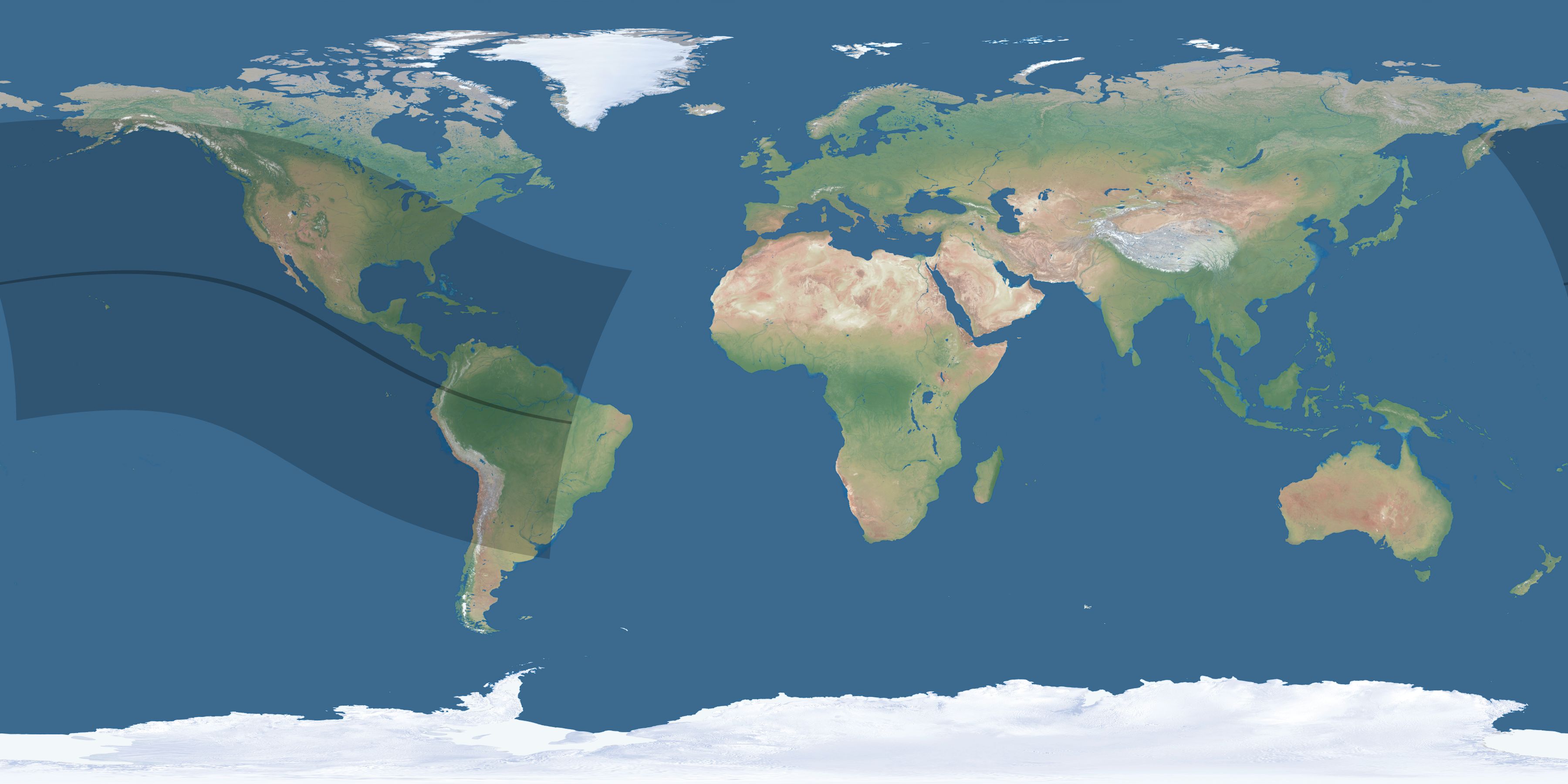 Map of the umbra and penumbra path of the solar eclipse of 08/29/2277