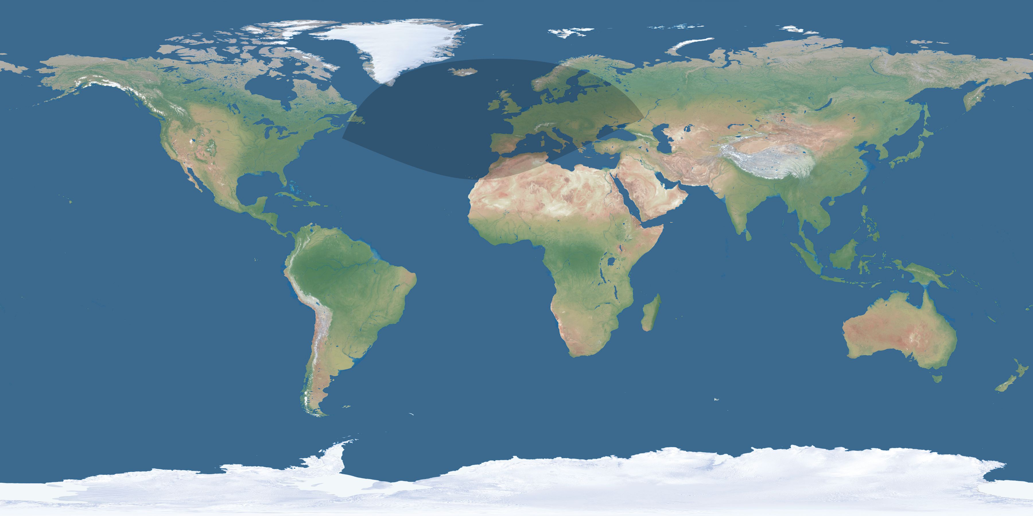 Map of the umbra and penumbra path of the solar eclipse of 01/13/2279