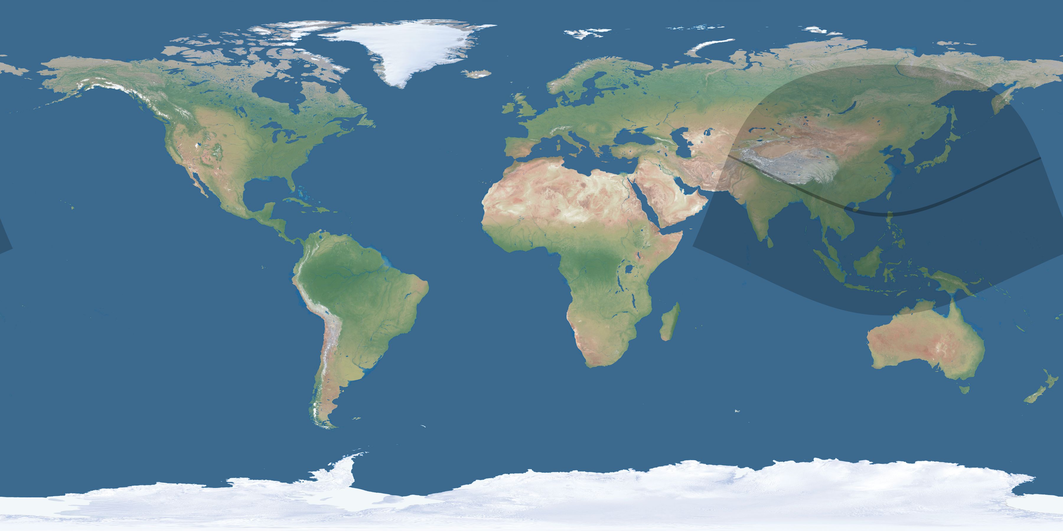 Map of the umbra and penumbra path of the solar eclipse of 01/03/2280