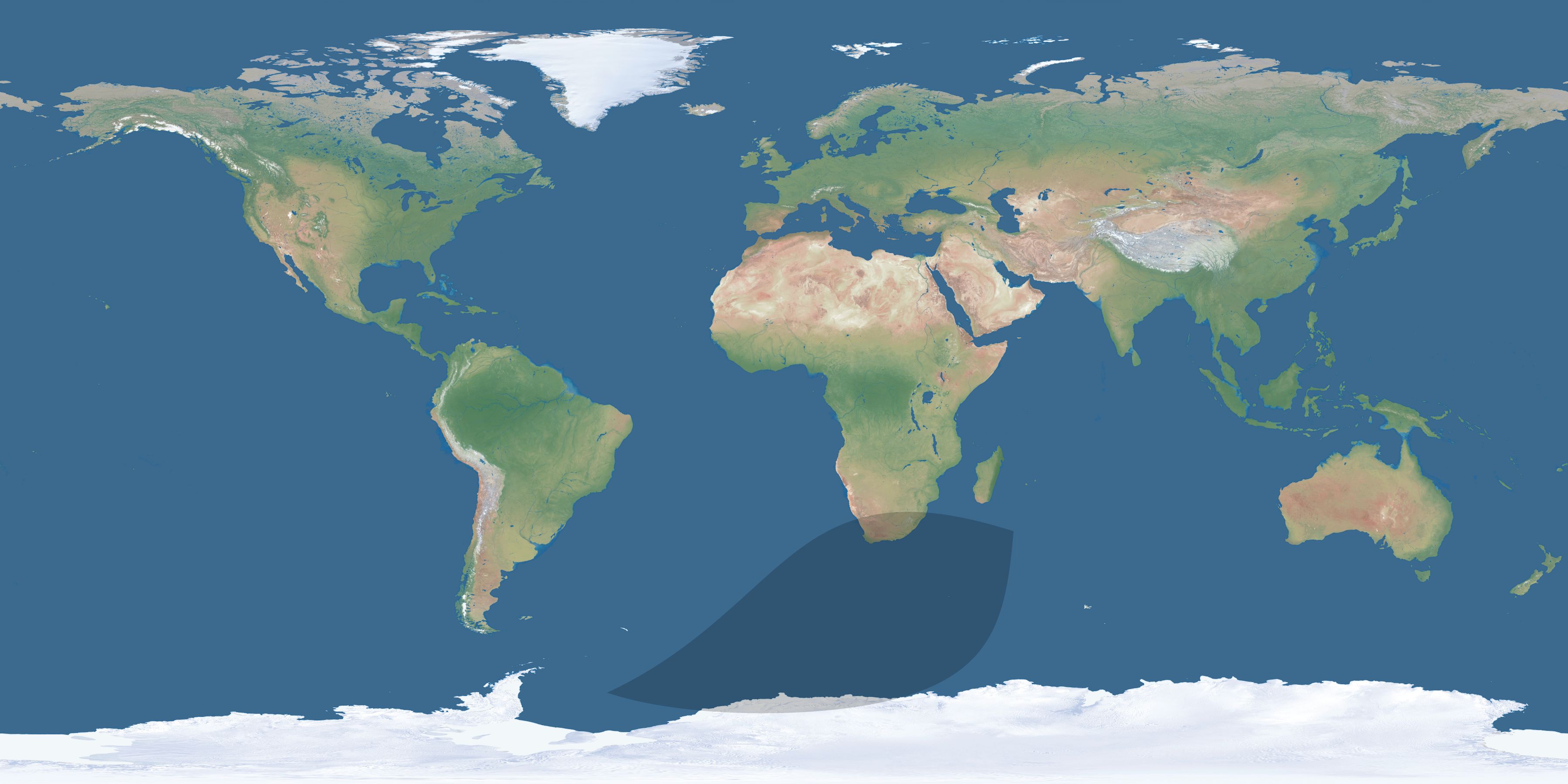 Map of the umbra and penumbra path of the solar eclipse of 05/08/2282