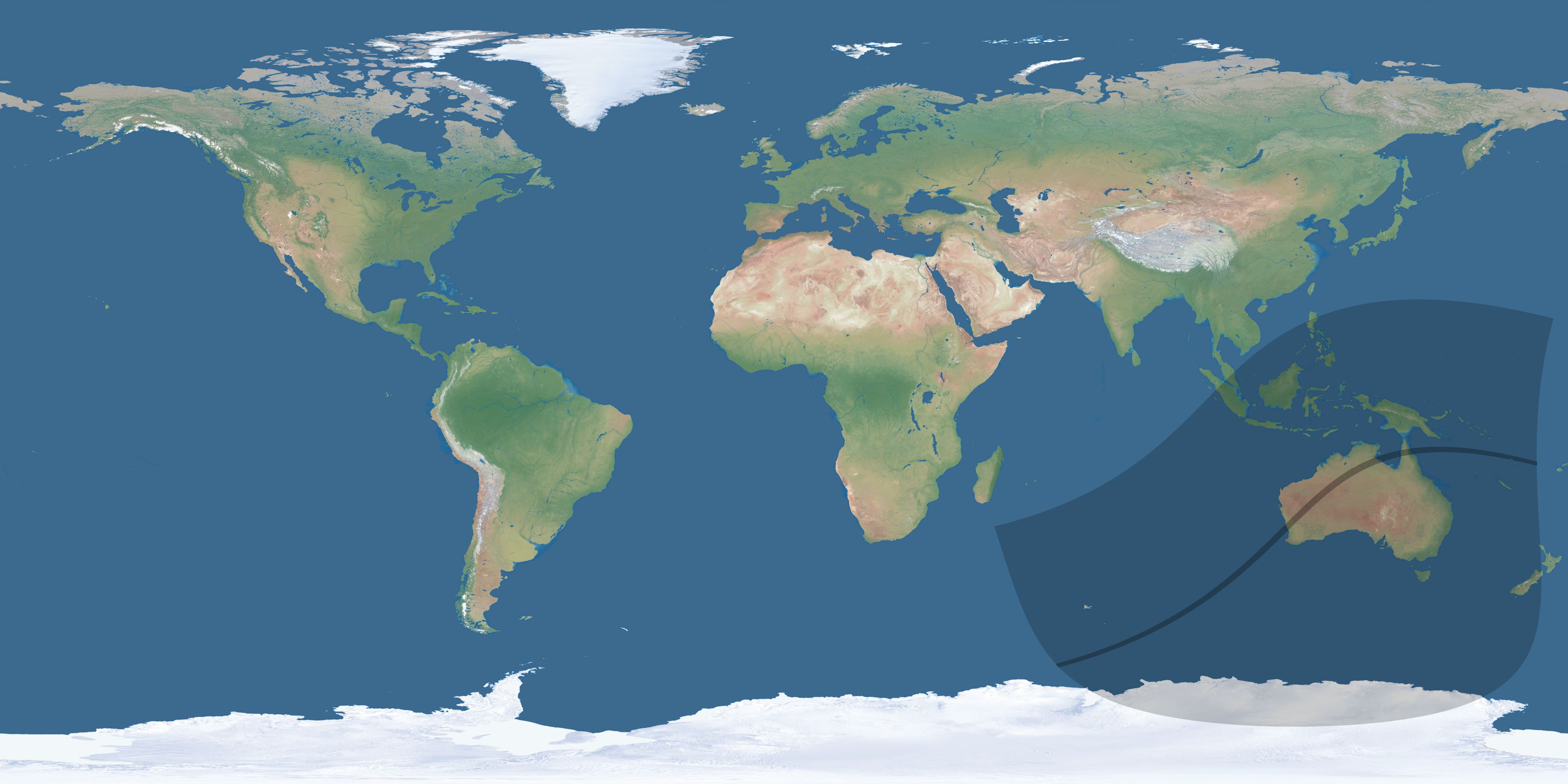 Map of the umbra and penumbra path of the solar eclipse of 04/28/2283