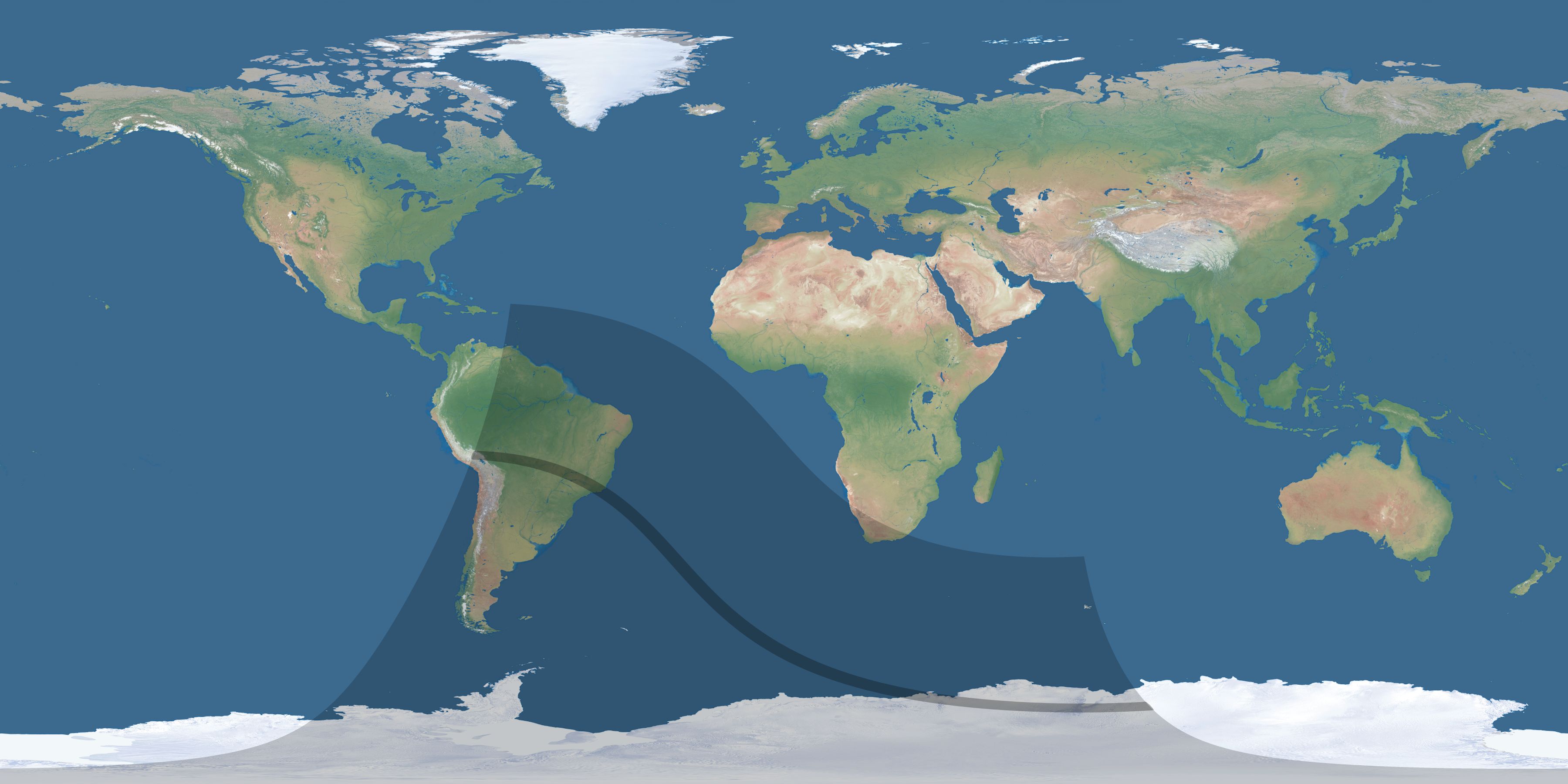 Map of the umbra and penumbra path of the solar eclipse of 09/29/2285