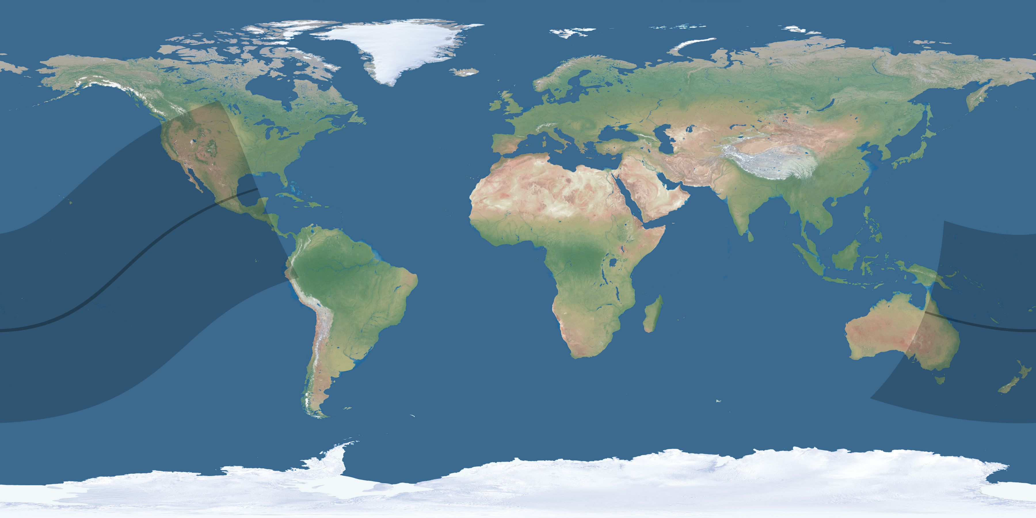 Map of the umbra and penumbra path of the solar eclipse of 02/02/2288