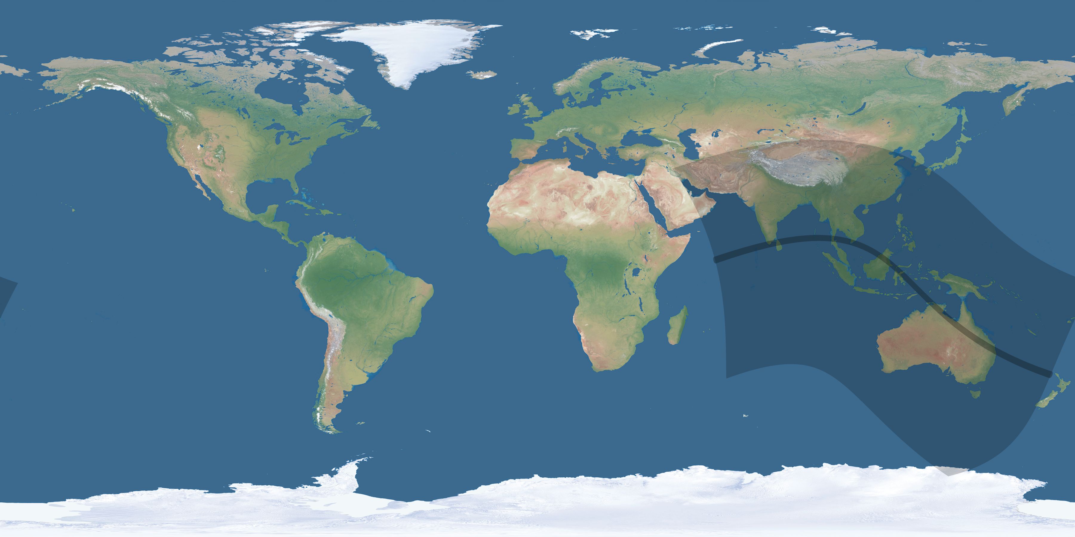 Map of the umbra and penumbra path of the solar eclipse of 07/29/2288