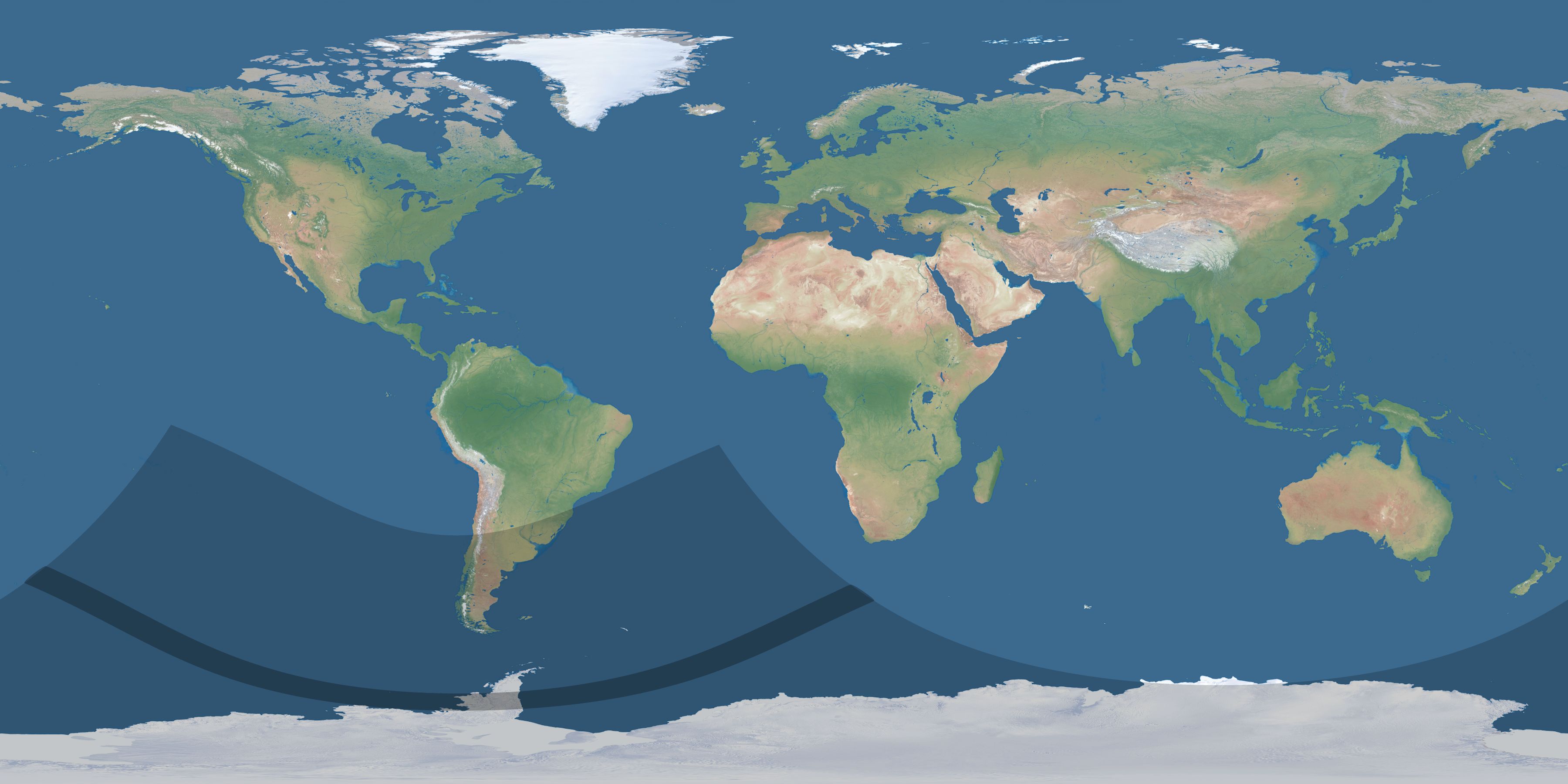 Map of the umbra and penumbra path of the solar eclipse of 12/02/2290