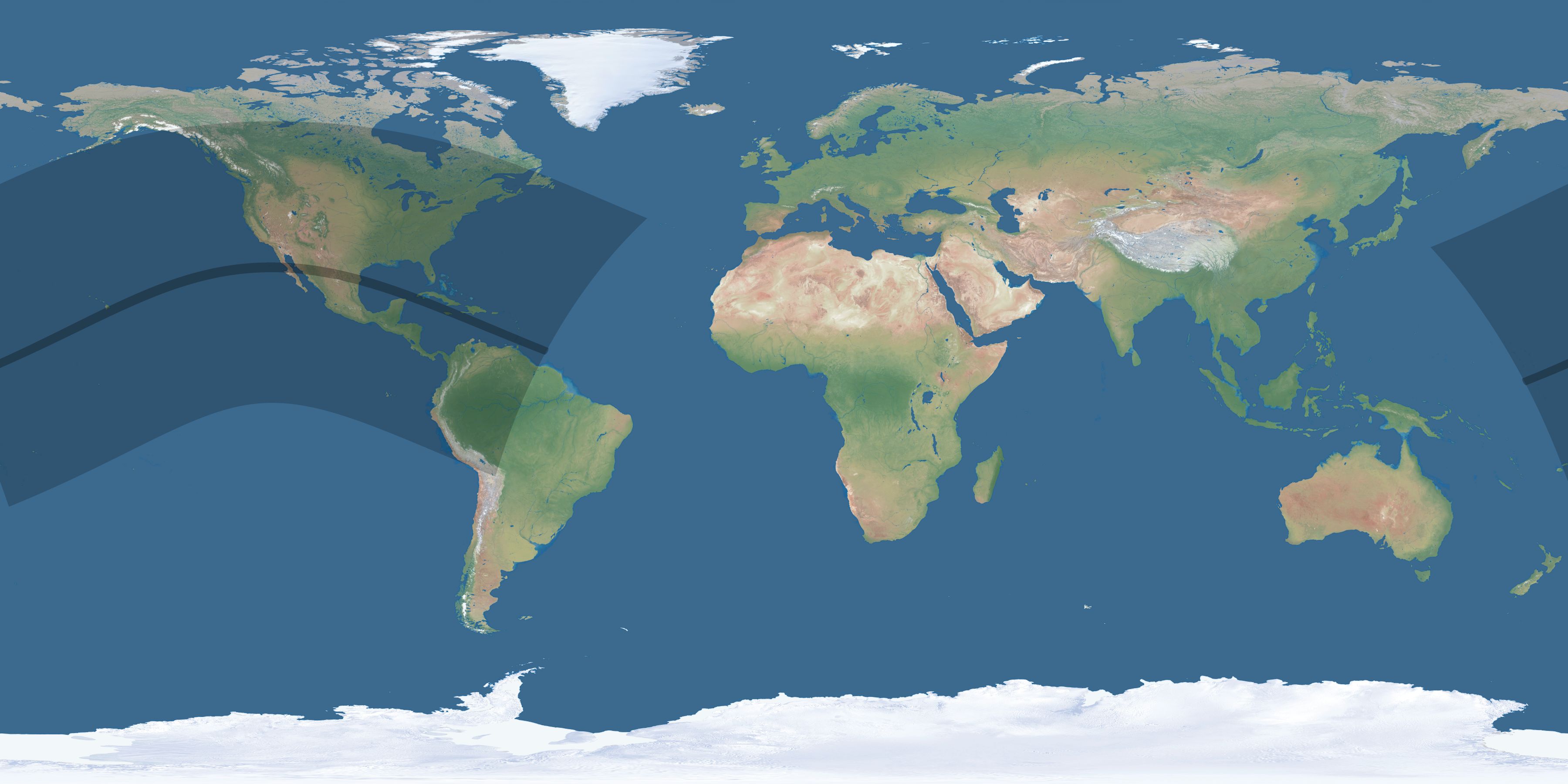Map of the umbra and penumbra path of the solar eclipse of 05/28/2291