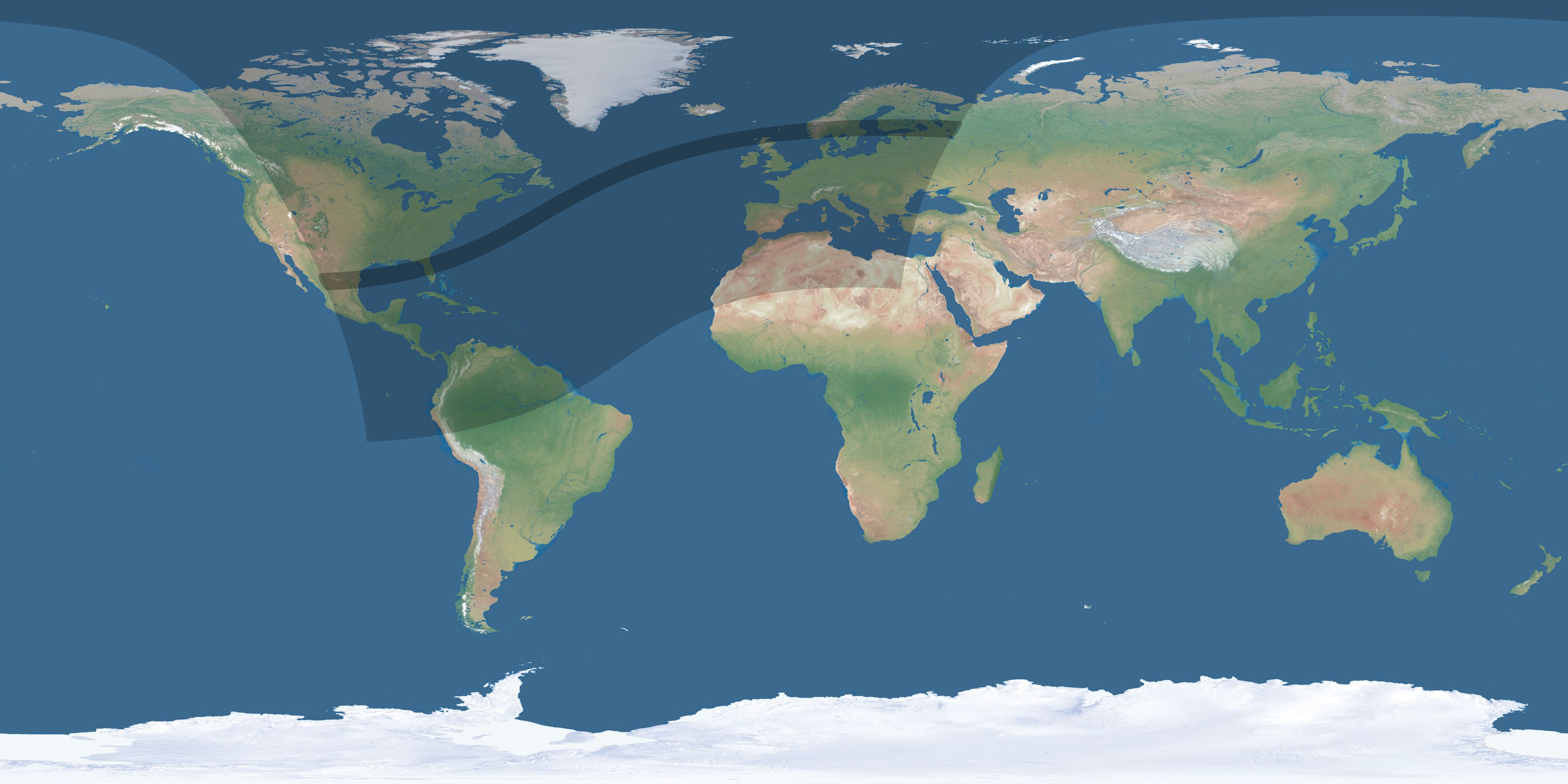 Map of the umbra and penumbra path of the solar eclipse of 03/27/2294