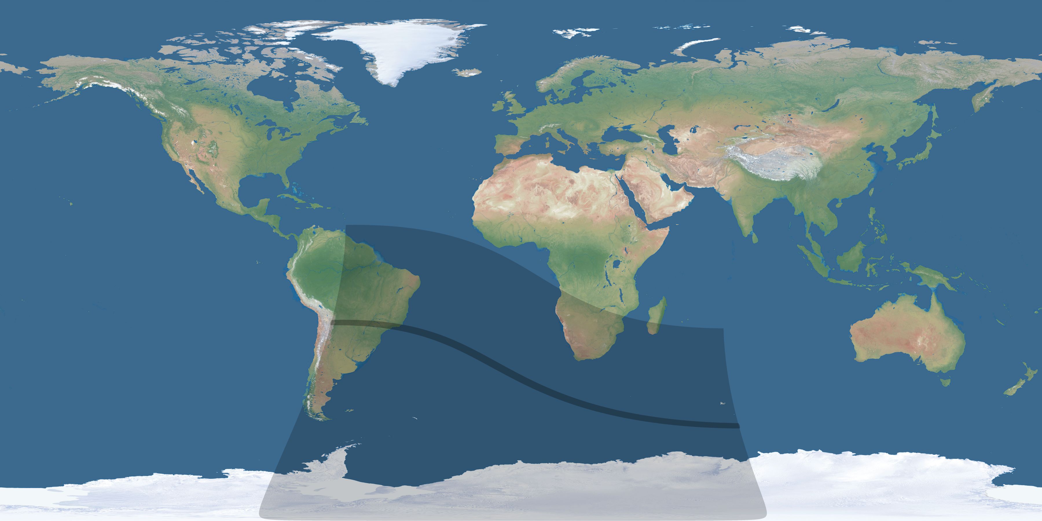 Map of the umbra and penumbra path of the solar eclipse of 09/20/2294