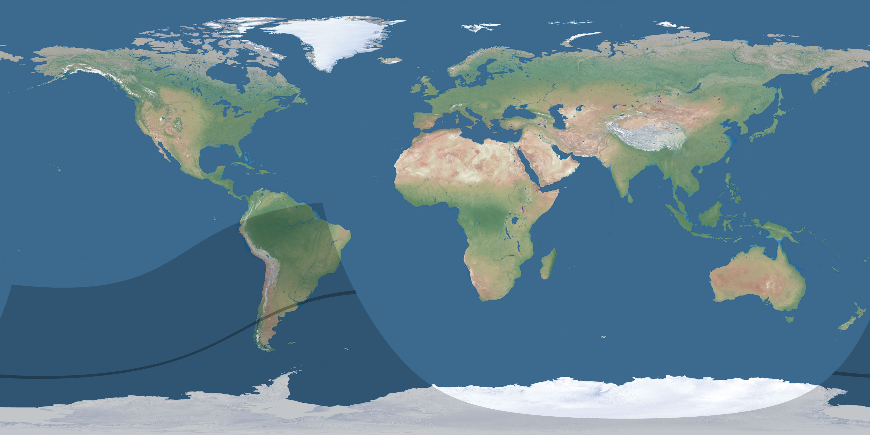 Map of the umbra and penumbra path of the solar eclipse of 03/04/2296