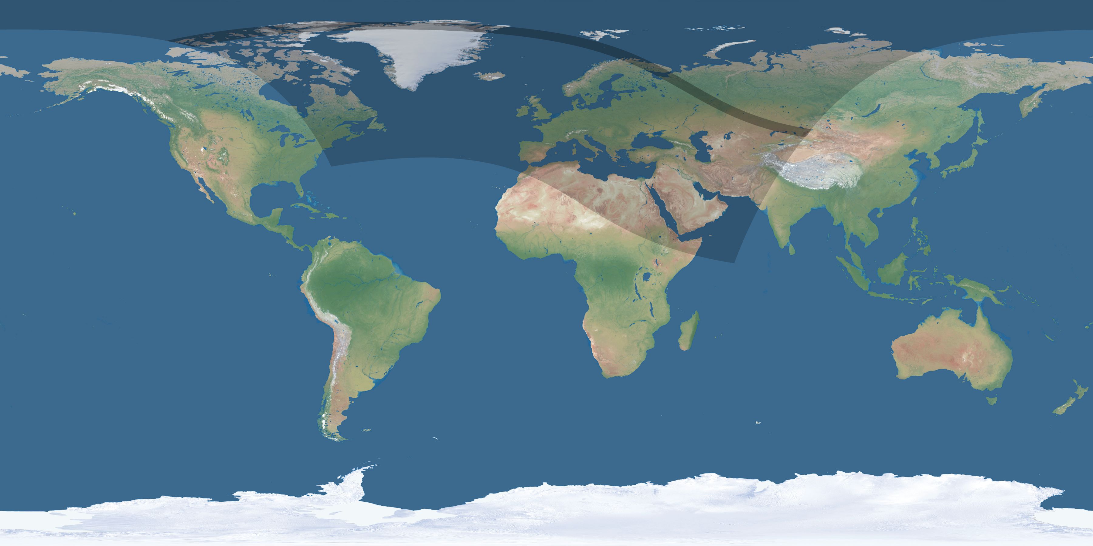 Map of the umbra and penumbra path of the solar eclipse of 08/29/2296