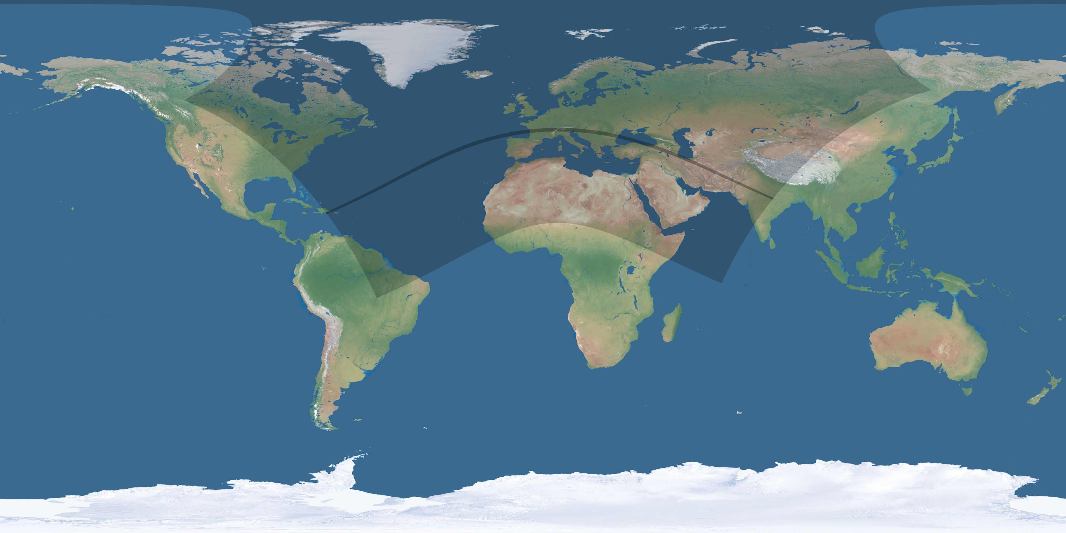 Map of the umbra and penumbra path of the solar eclipse of 06/28/2299