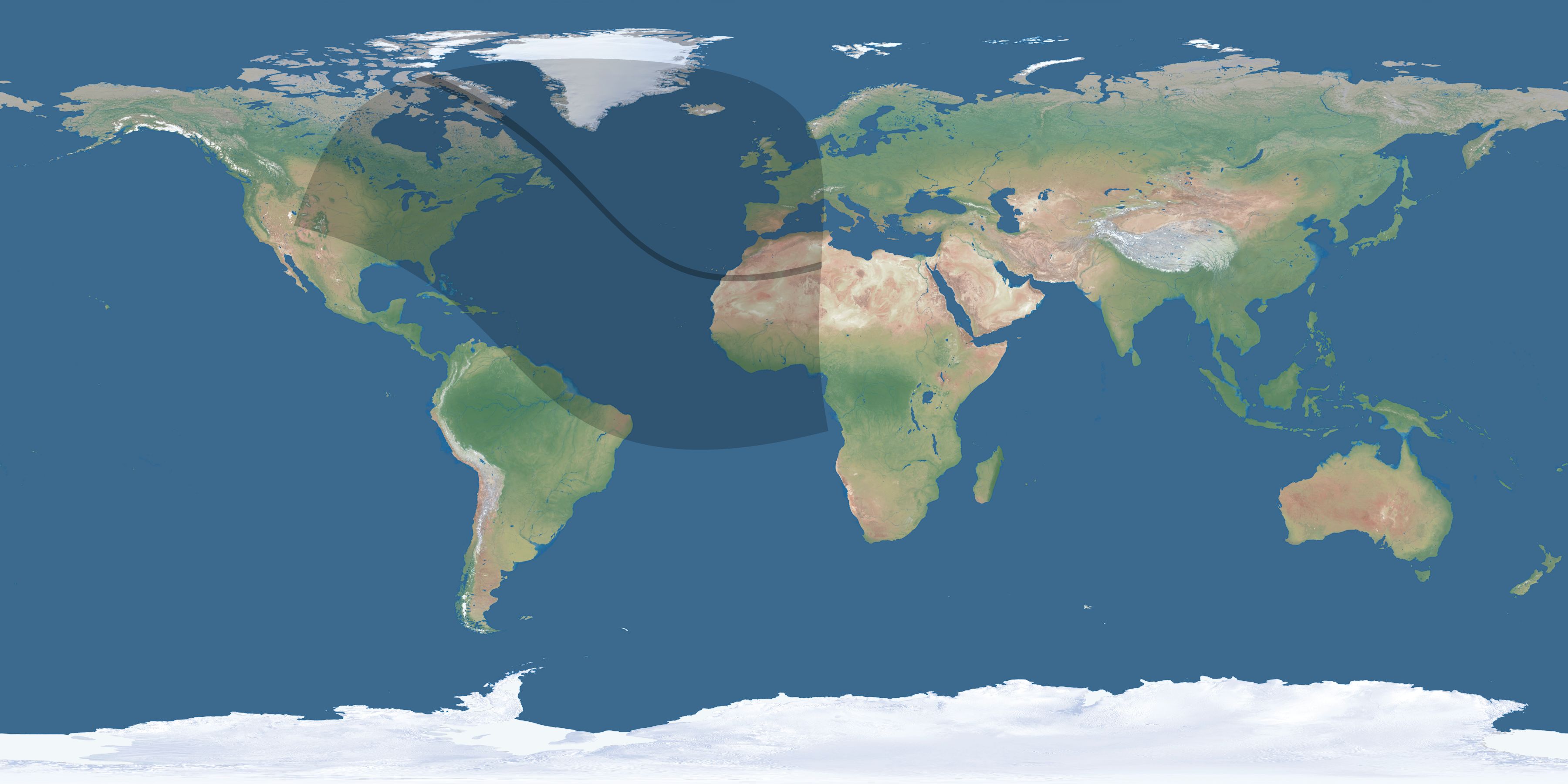 Map of the umbra and penumbra path of the solar eclipse of 11/01/2301