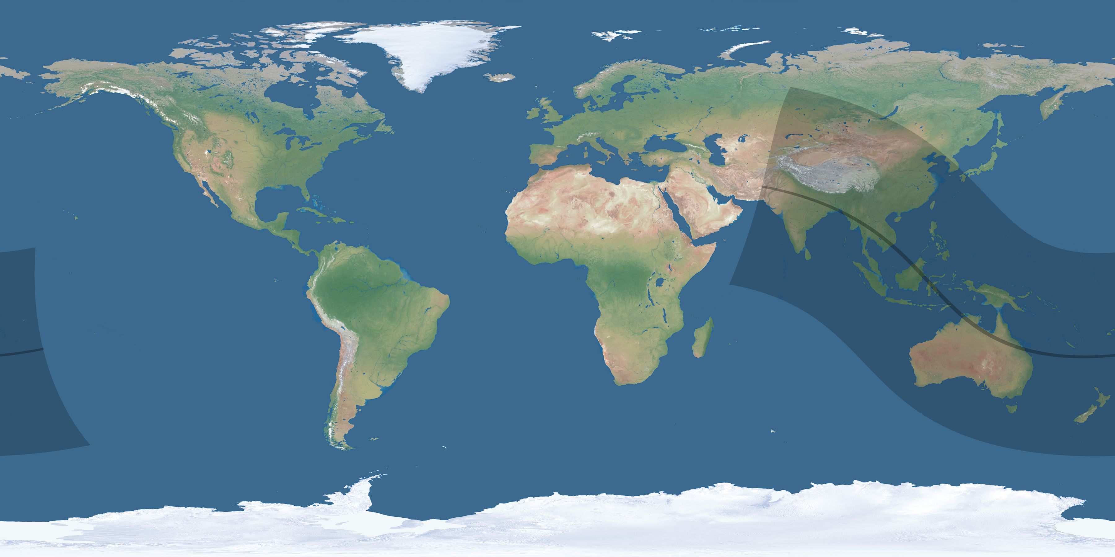 Map of the umbra and penumbra path of the solar eclipse of 10/22/2302