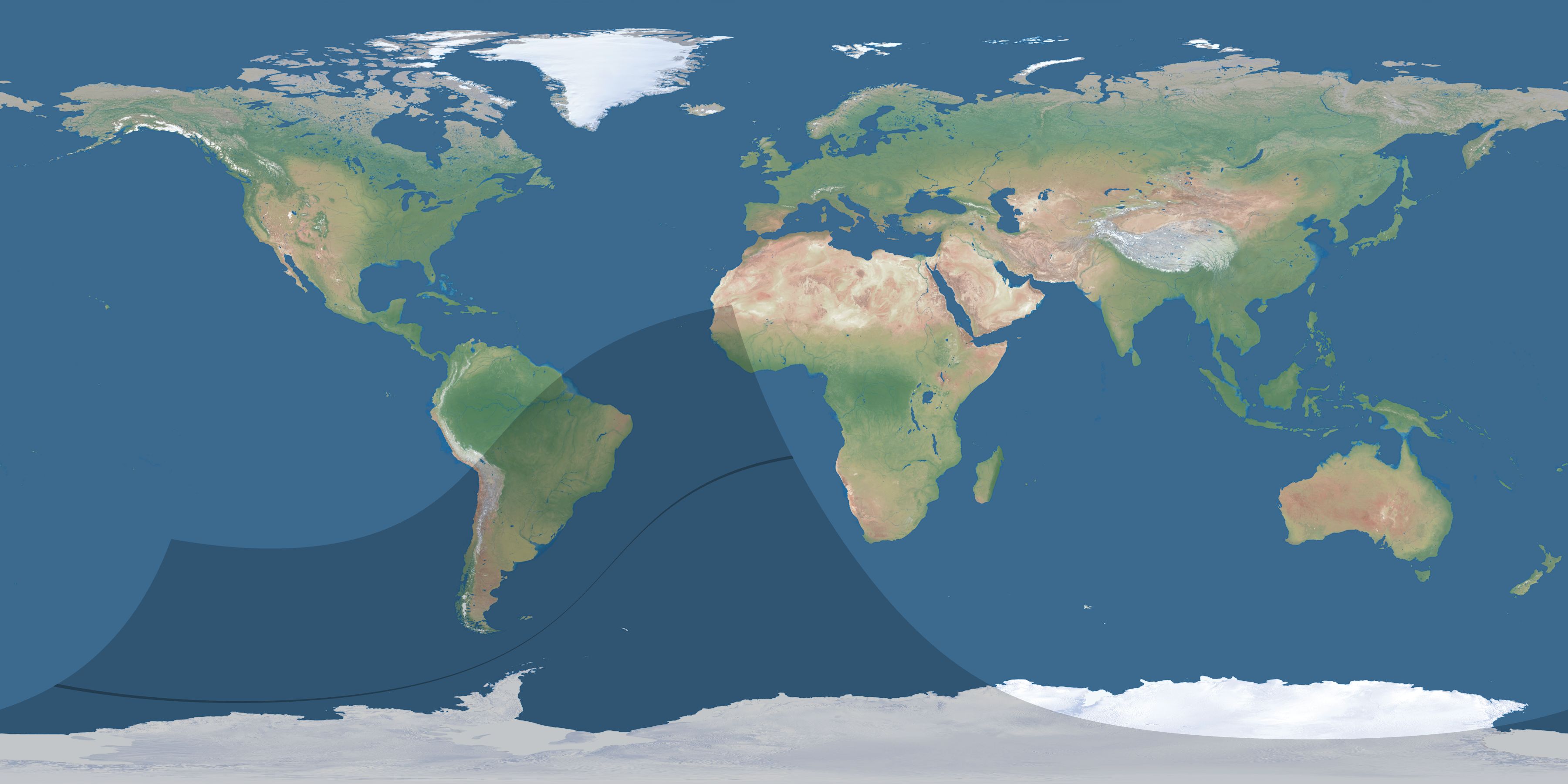 Map of the umbra and penumbra path of the solar eclipse of 02/24/2305