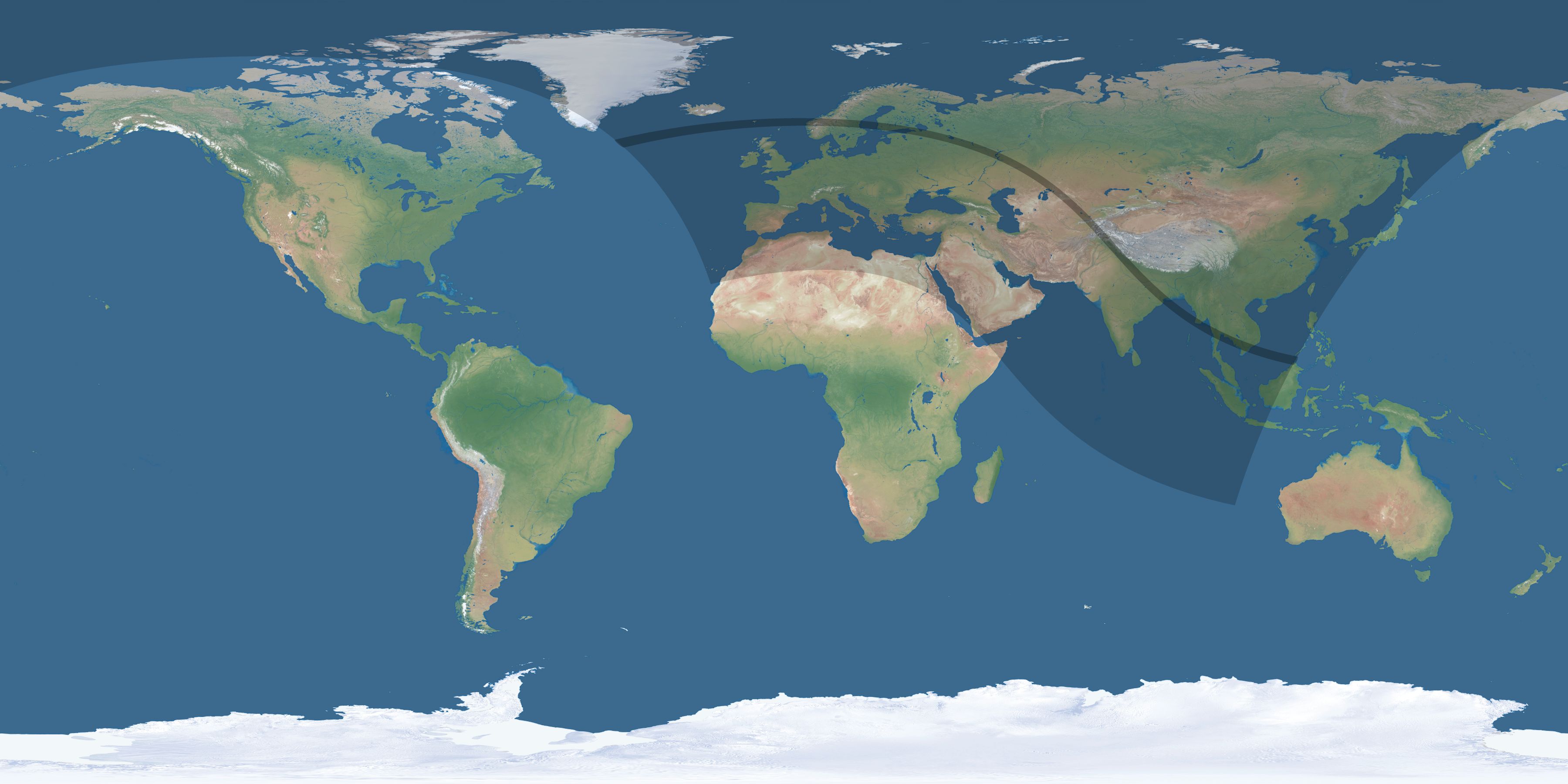 Map of the umbra and penumbra path of the solar eclipse of 08/21/2305