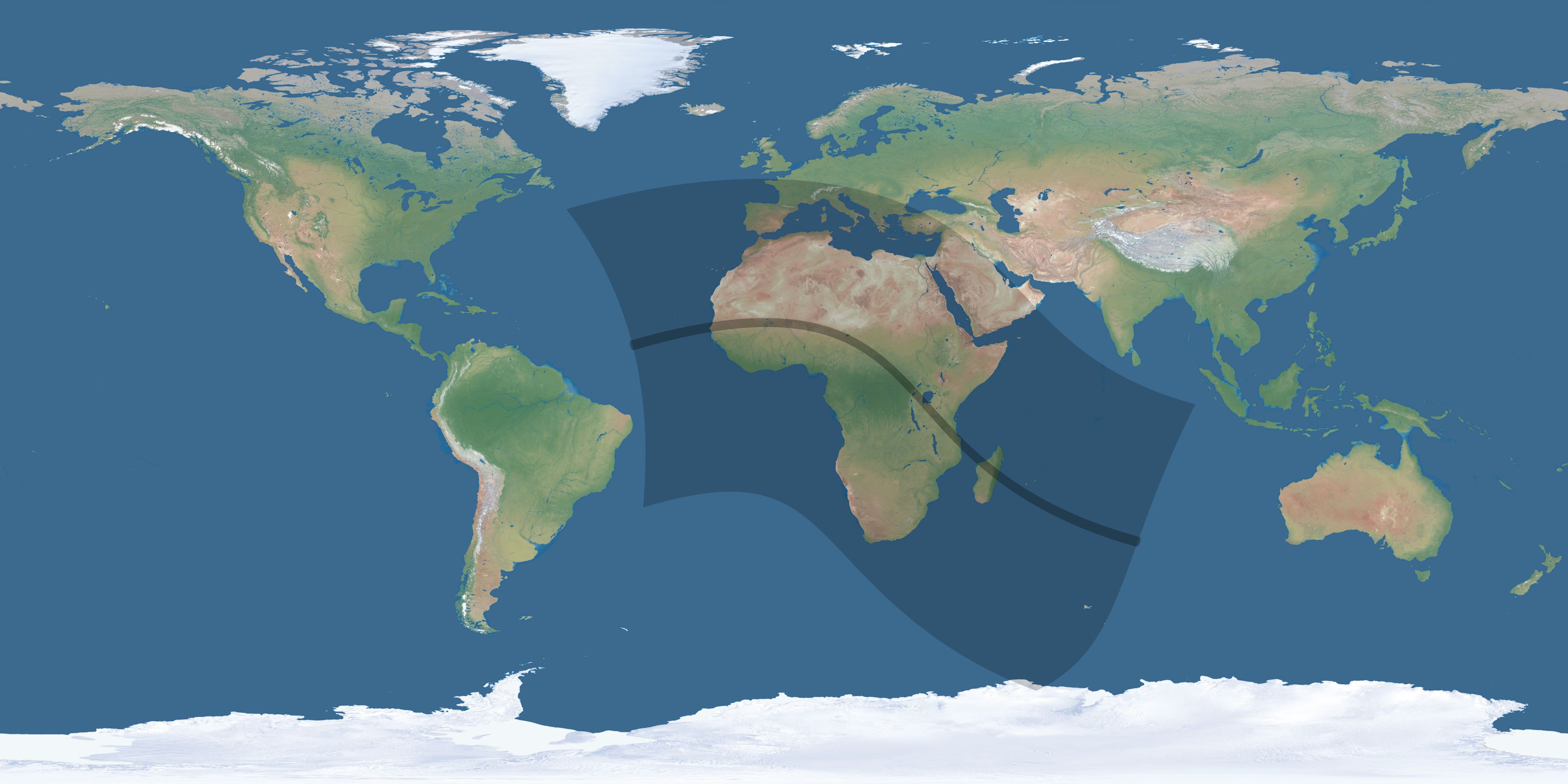 Map of the umbra and penumbra path of the solar eclipse of 08/10/2306