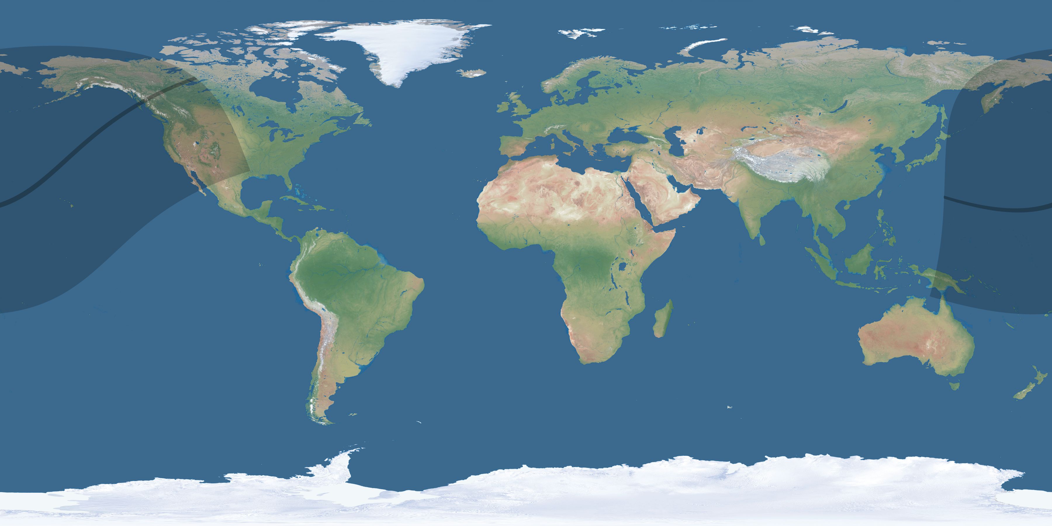 Map of the umbra and penumbra path of the solar eclipse of 02/04/2307