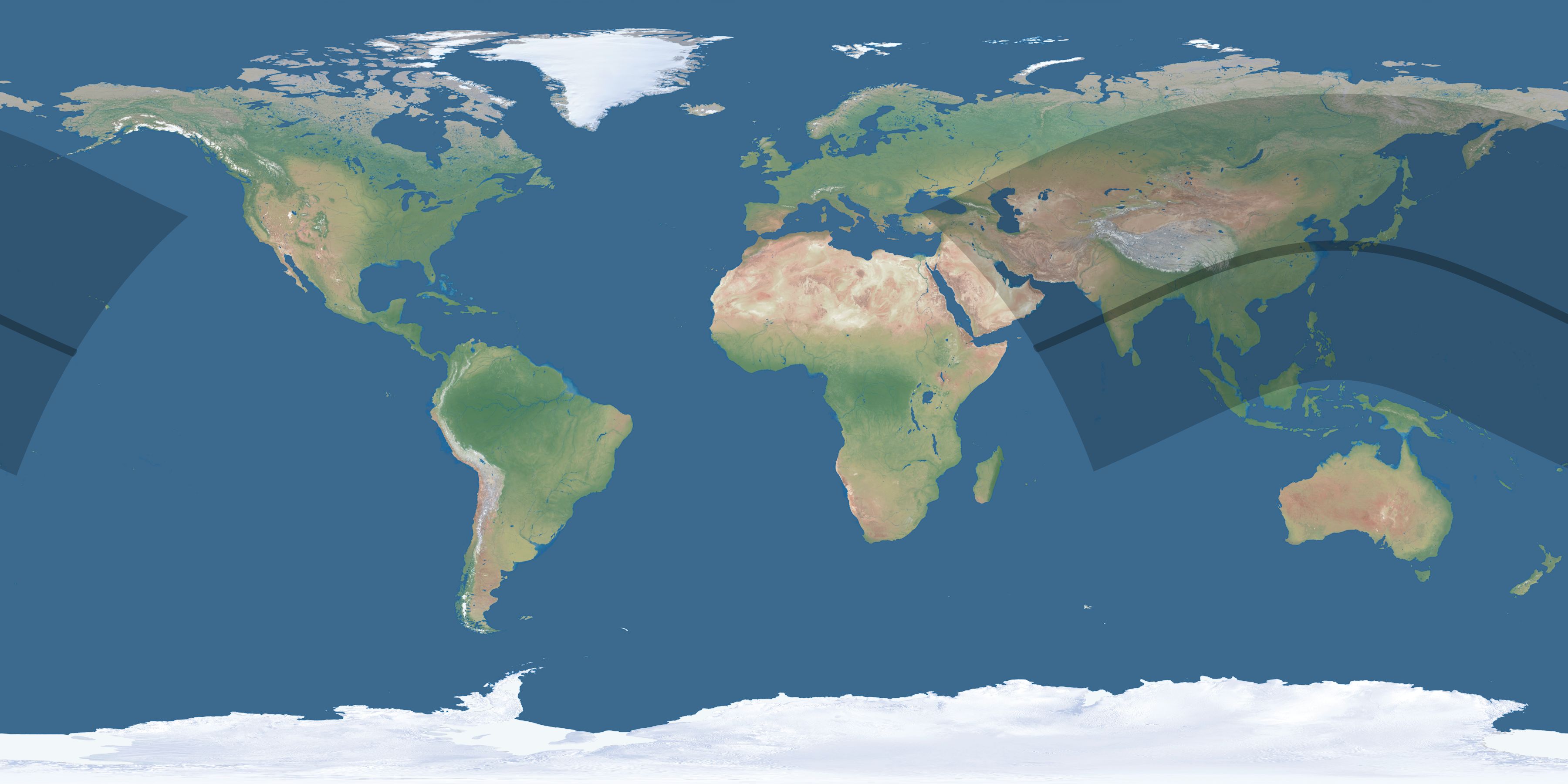 Map of the umbra and penumbra path of the solar eclipse of 06/09/2309