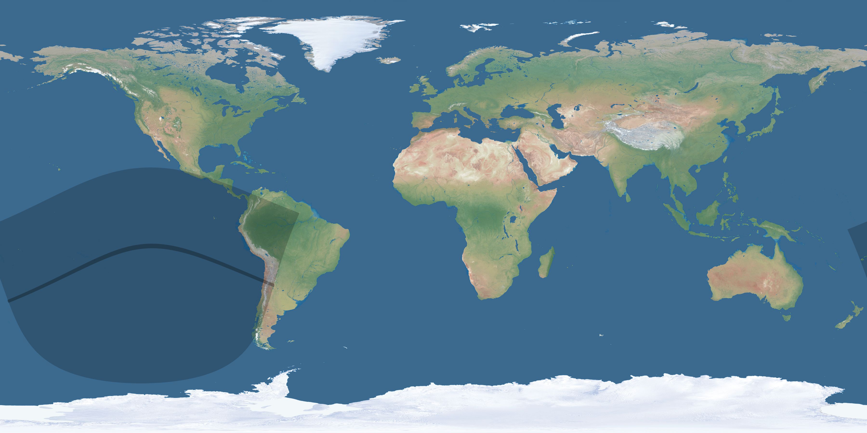 Map of the umbra and penumbra path of the solar eclipse of 05/29/2310