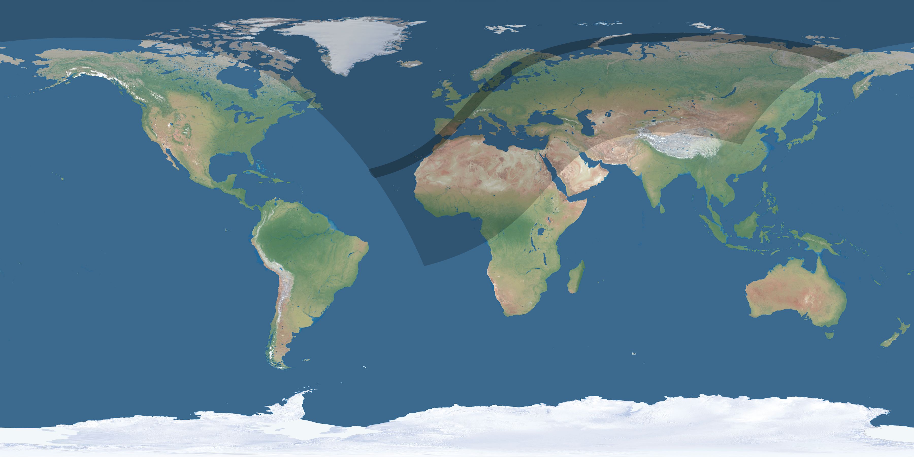 Map of the umbra and penumbra path of the solar eclipse of 04/28/2321