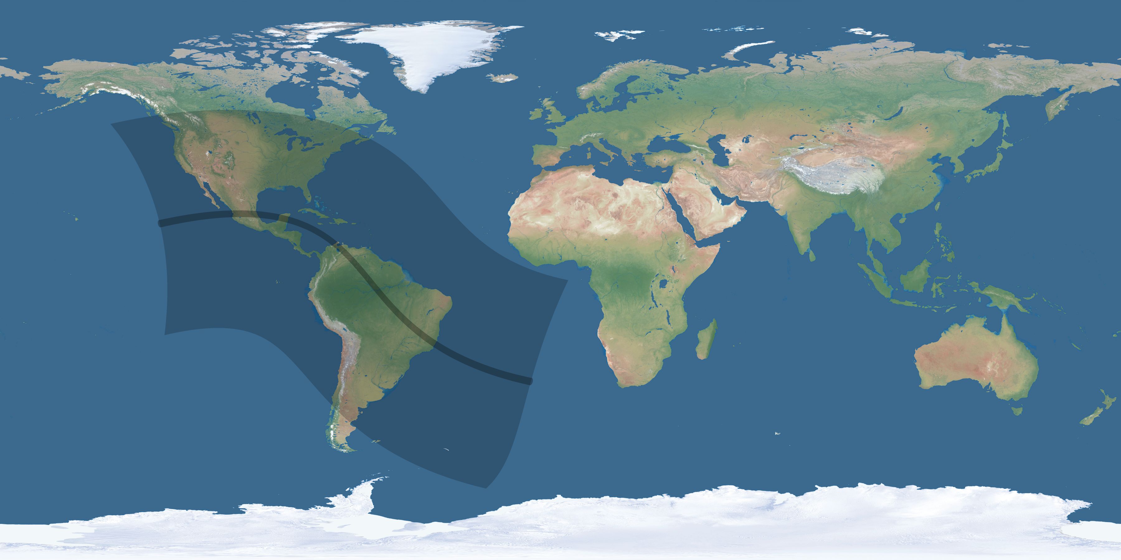 Map of the umbra and penumbra path of the solar eclipse of 08/20/2324