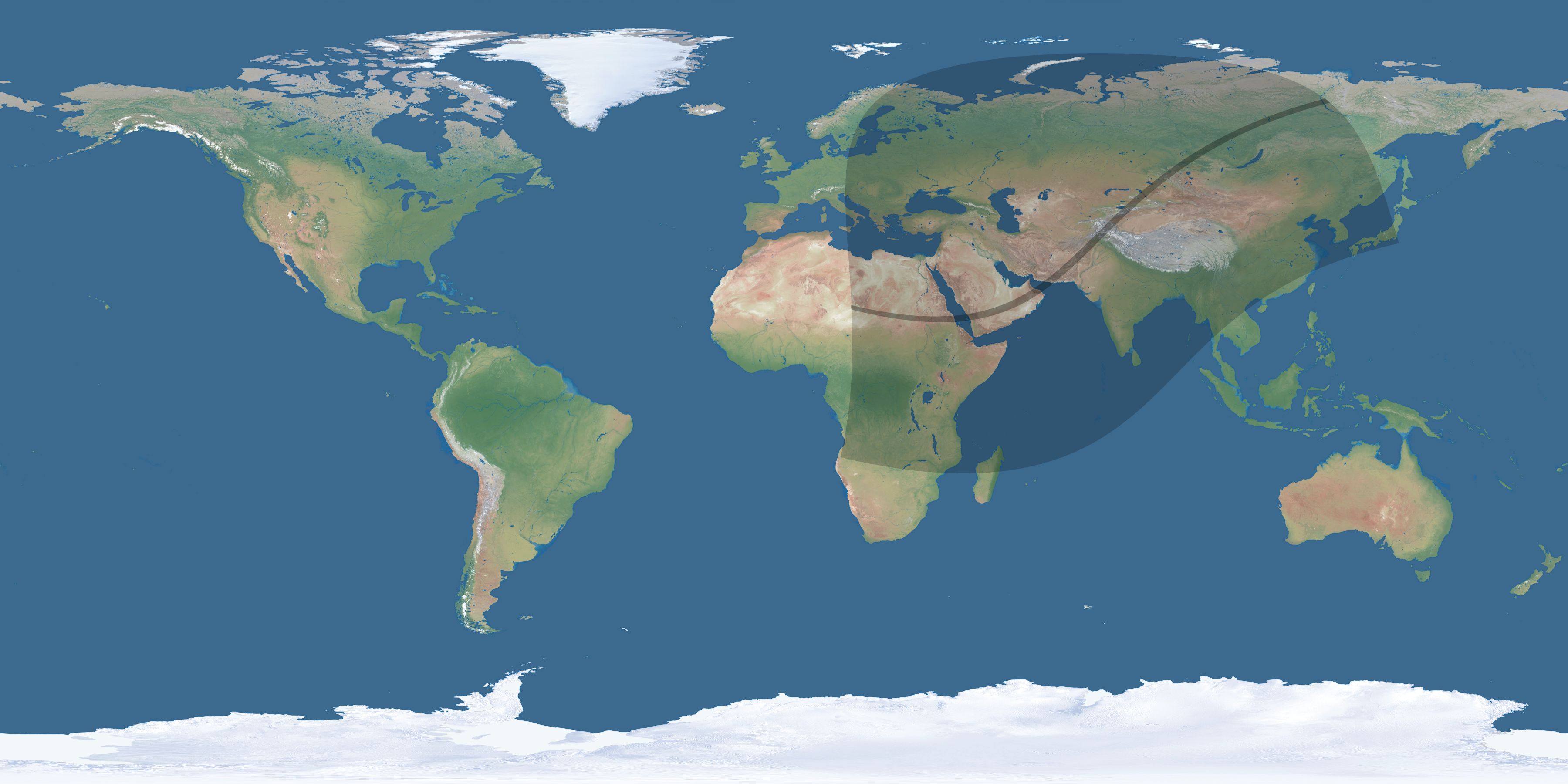 Map of the umbra and penumbra path of the solar eclipse of 02/14/2325