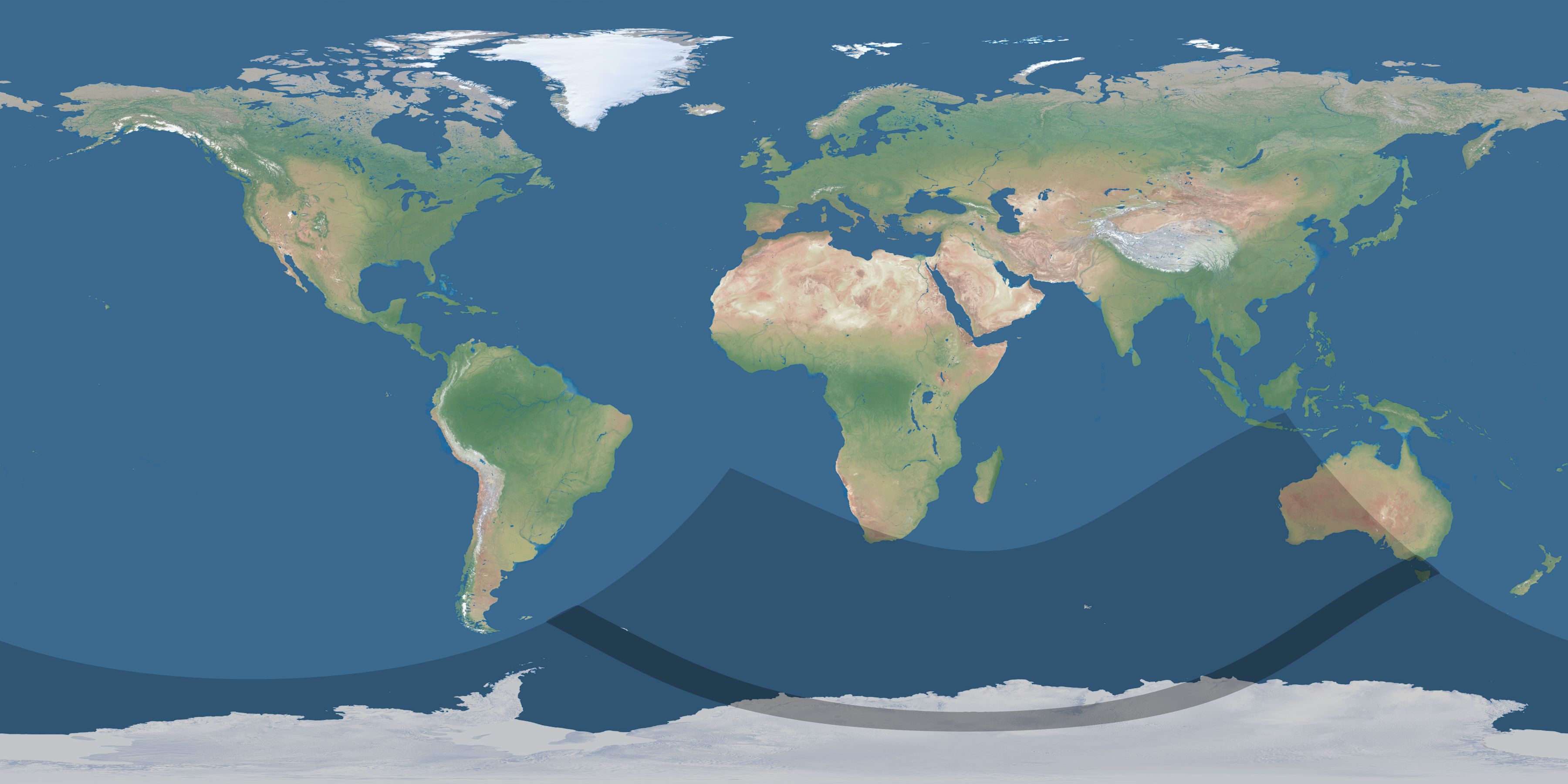 Map of the umbra and penumbra path of the solar eclipse of 12/25/2326