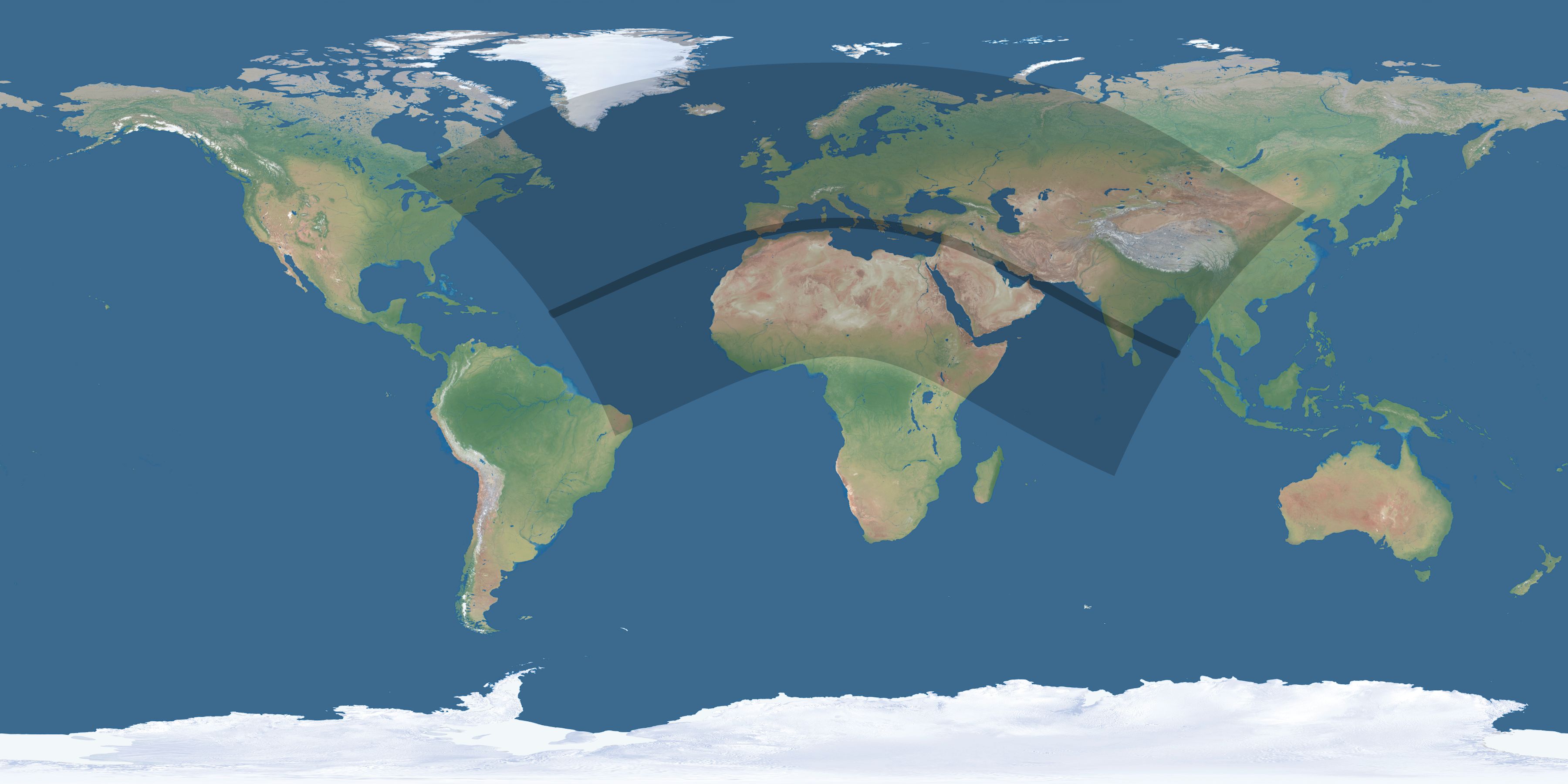 Map of the umbra and penumbra path of the solar eclipse of 06/20/2327