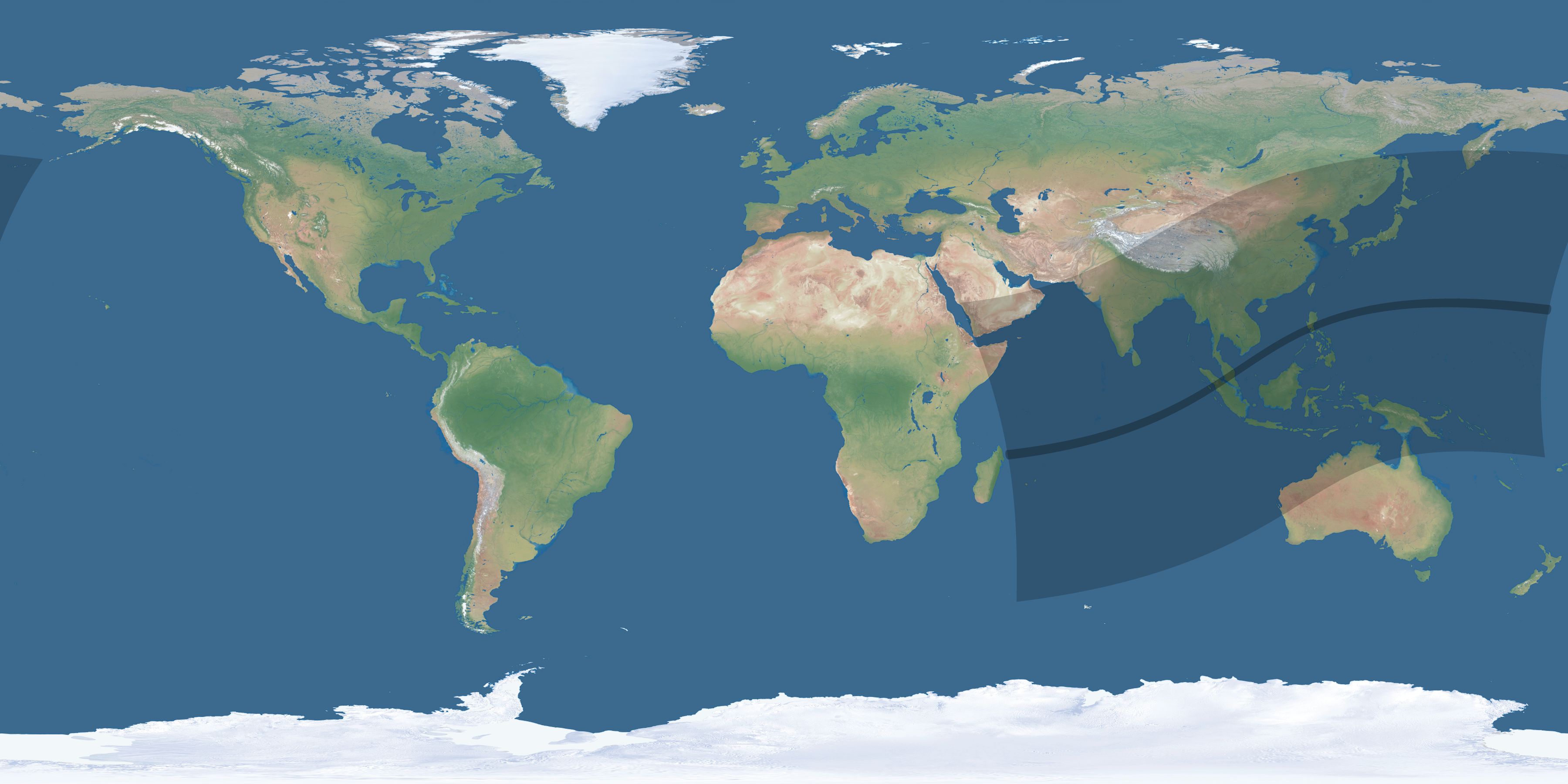 Map of the umbra and penumbra path of the solar eclipse of 04/08/2331