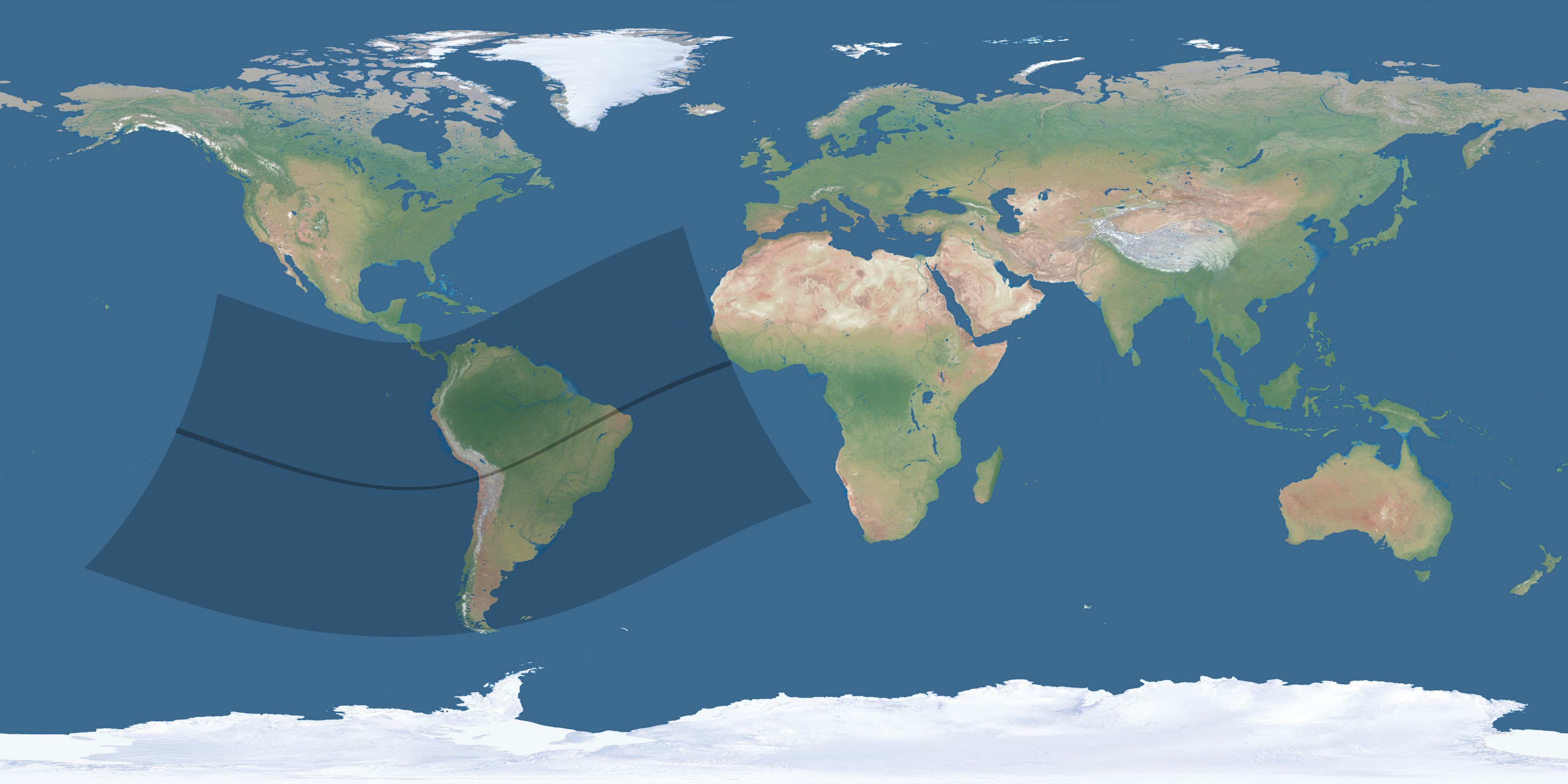 Map of the umbra and penumbra path of the solar eclipse of 01/25/2335