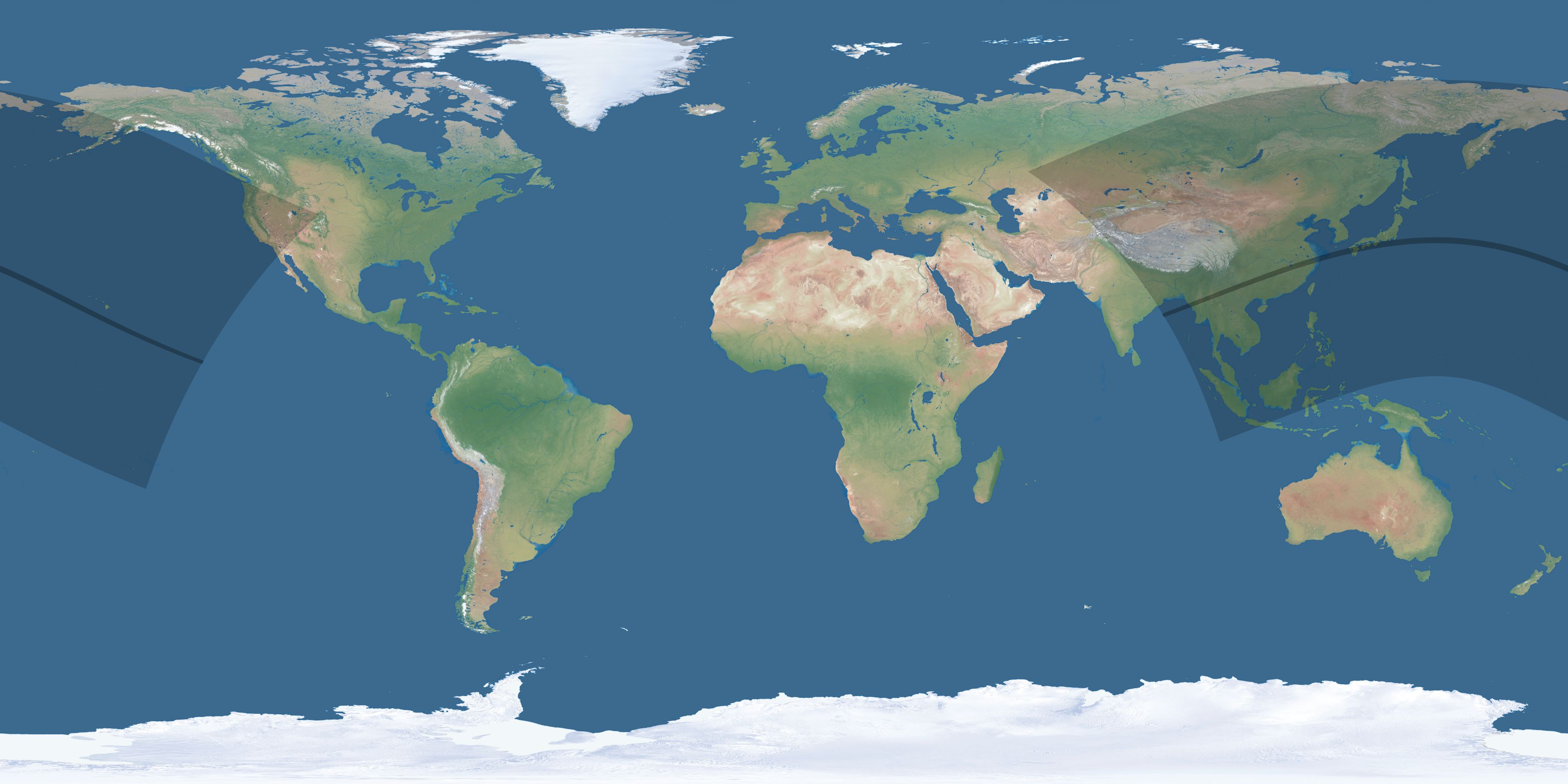Map of the umbra and penumbra path of the solar eclipse of 07/21/2335