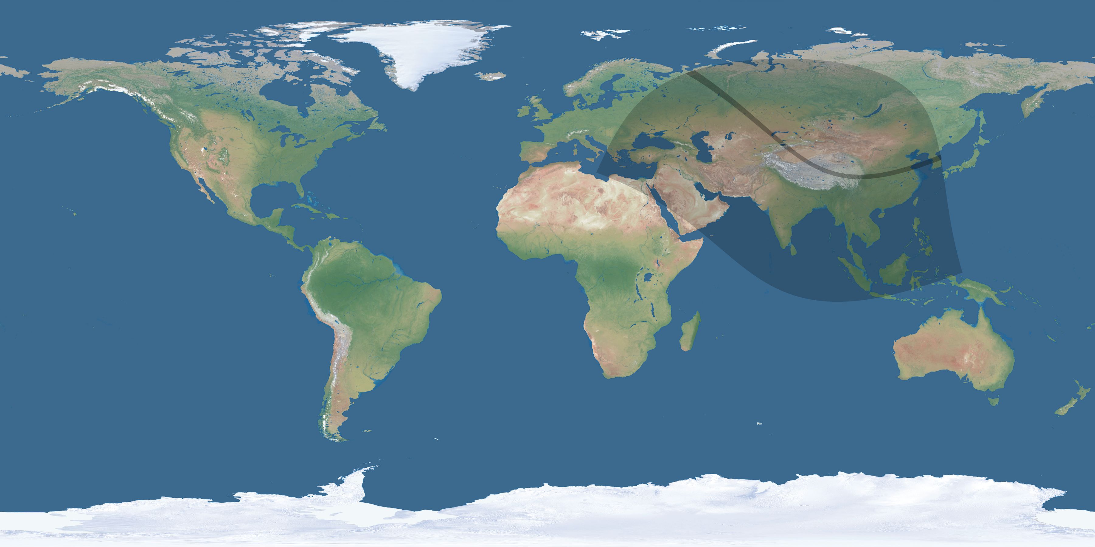 Map of the umbra and penumbra path of the solar eclipse of 11/23/2337