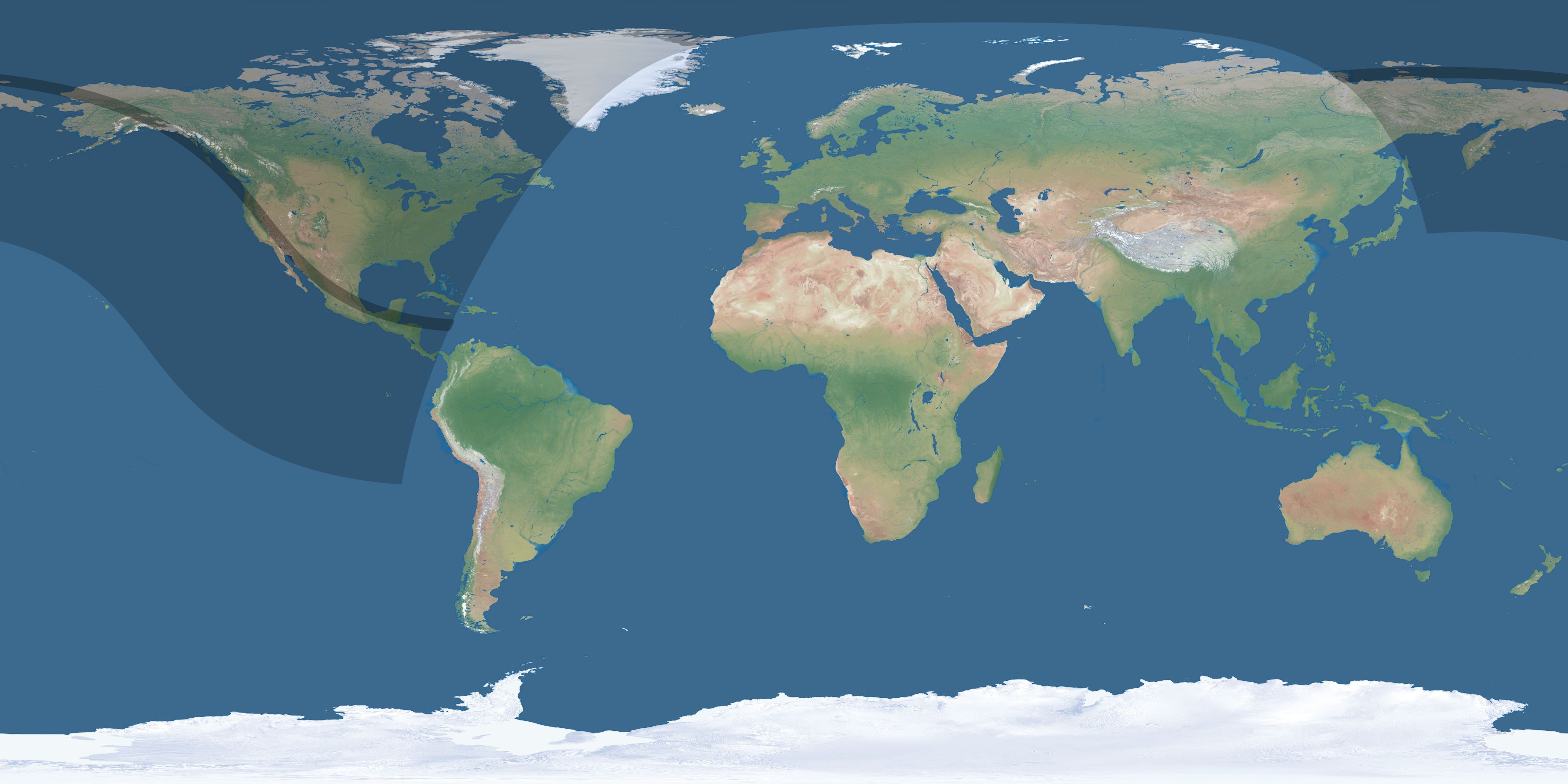 Map of the umbra and penumbra path of the solar eclipse of 09/12/2341
