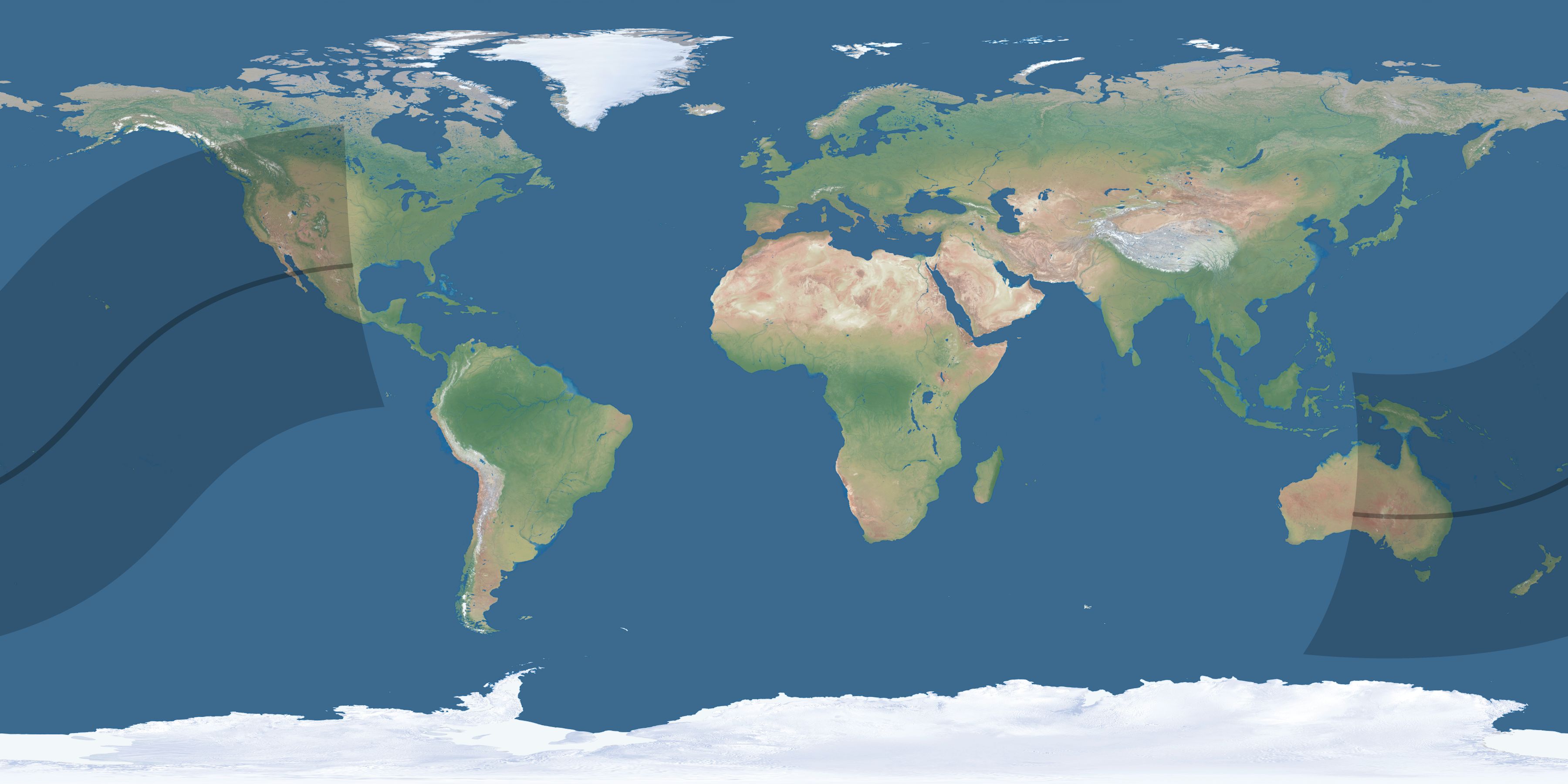 Map of the umbra and penumbra path of the solar eclipse of 03/08/2342